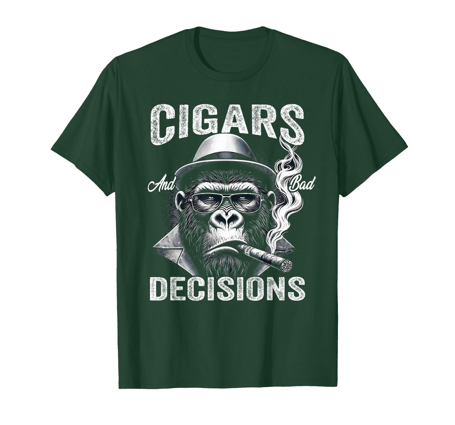 Funny Monkey Cigars And Bad Decisions Mens Women T-Shirt