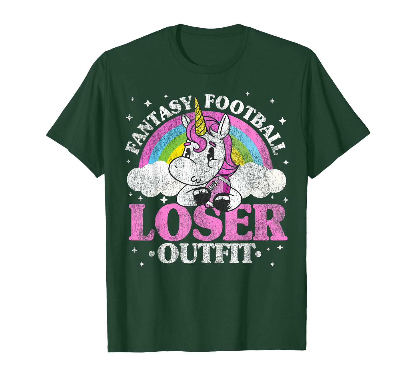 Fantasy Football Loser Outfit Retro Funny Unicorn Loser Gift T-Shirt