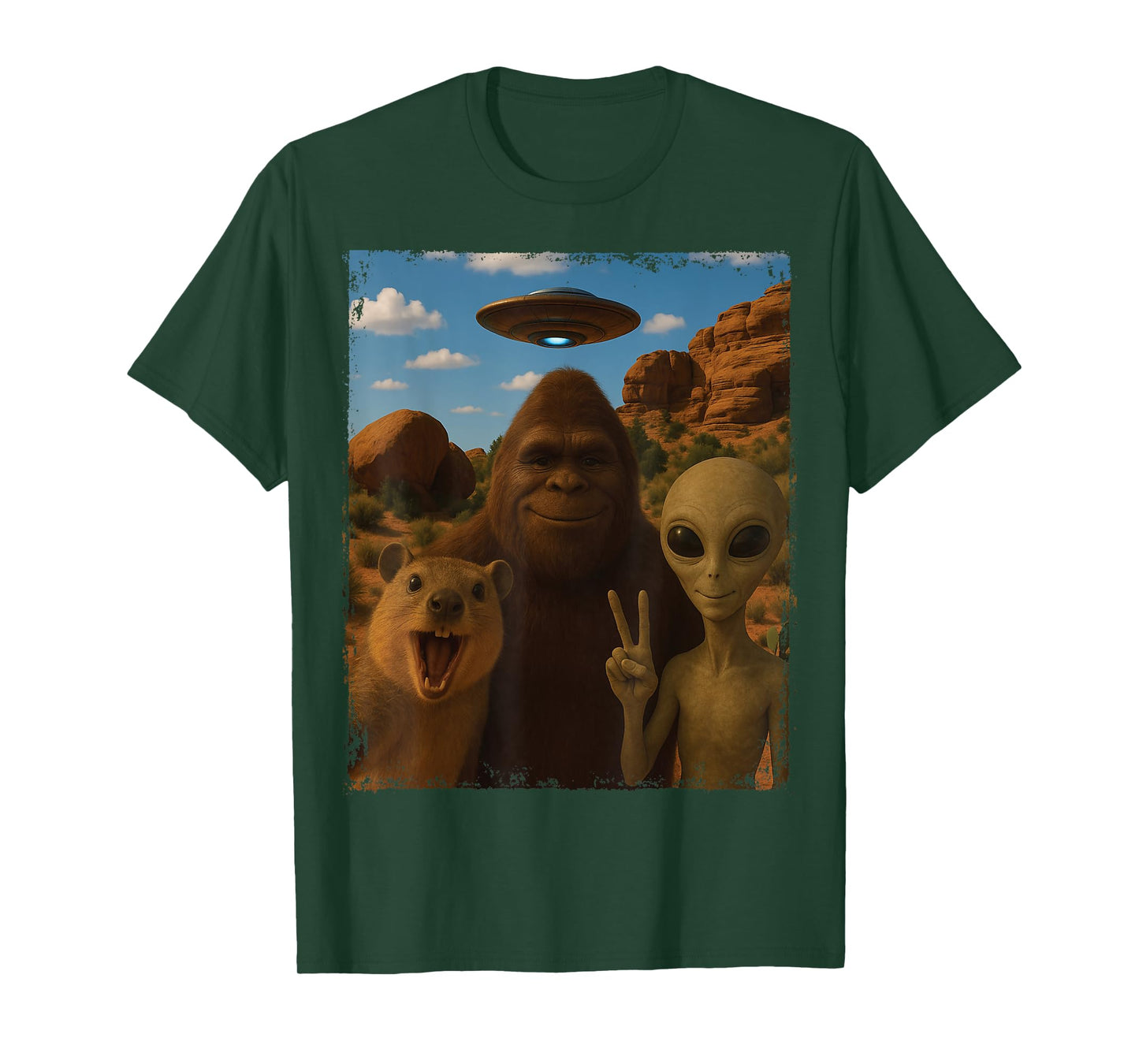 Funny Rock Hyrax Awawa Bigfoot Alien Selfie UFO Roswell T-Shirt