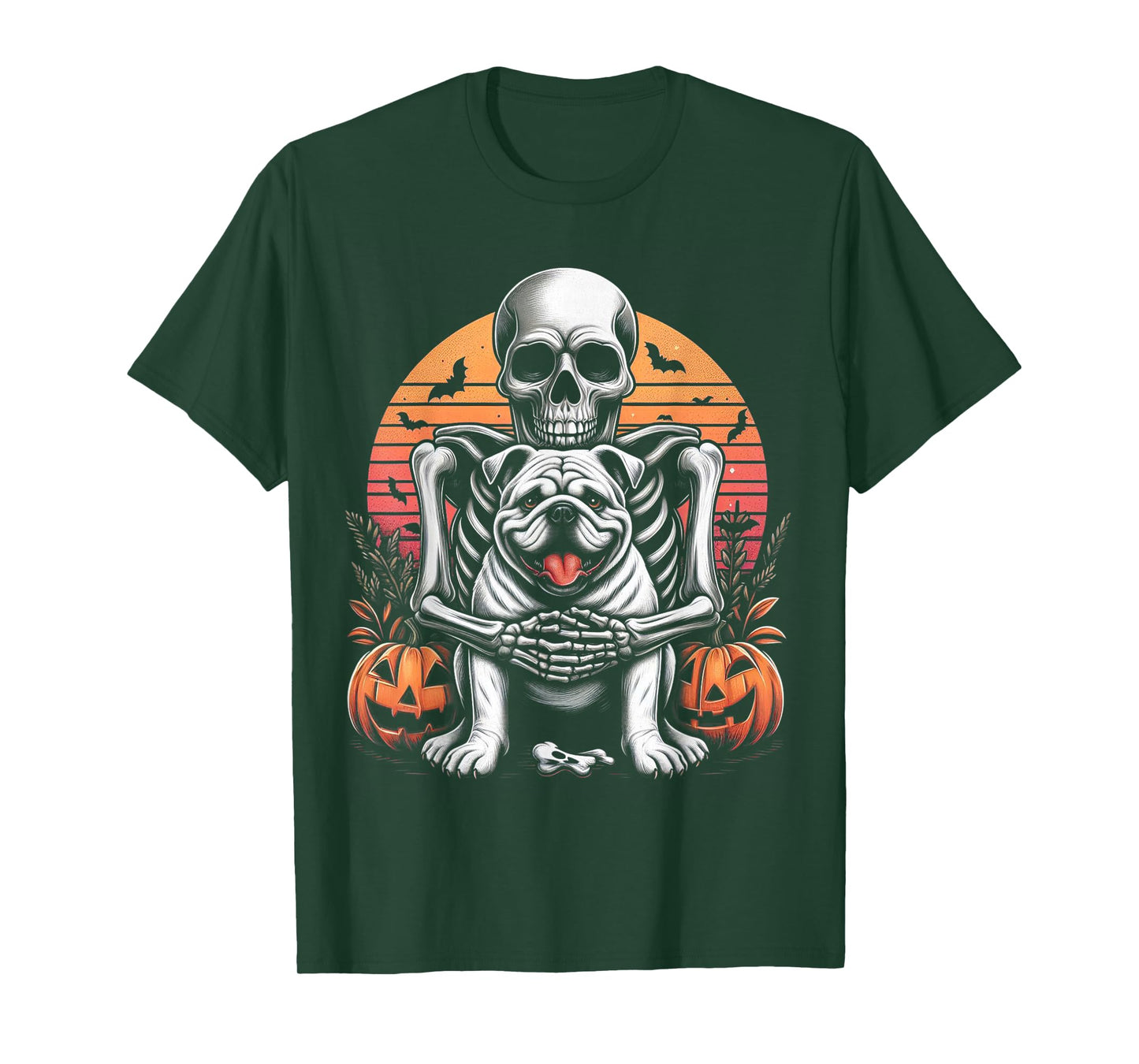 Halloween Dog English Bulldog Skeleton Spooky Costume T-Shirt