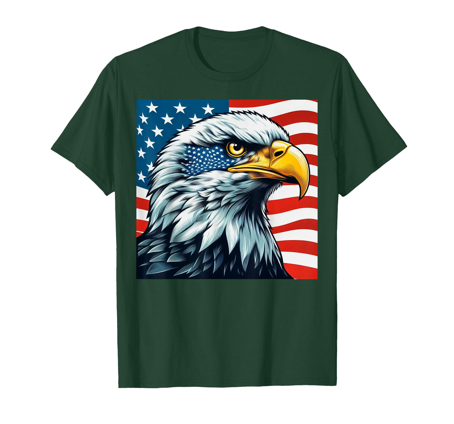 Freedom's Wings: Majestic Bald Eagle & American Flag Emblem T-Shirt