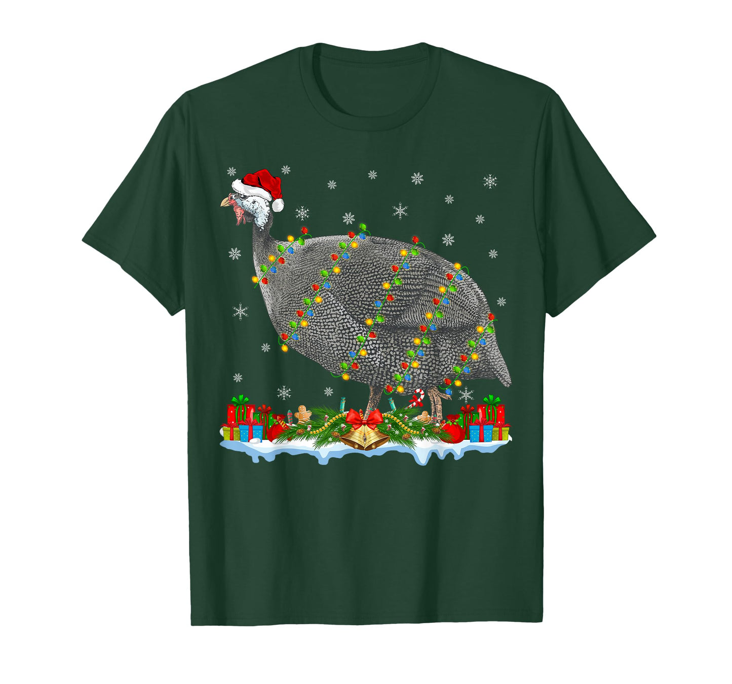 Guinea Fowl Lover Matching Santa Hat Guinea Fowl Christmas T-Shirt