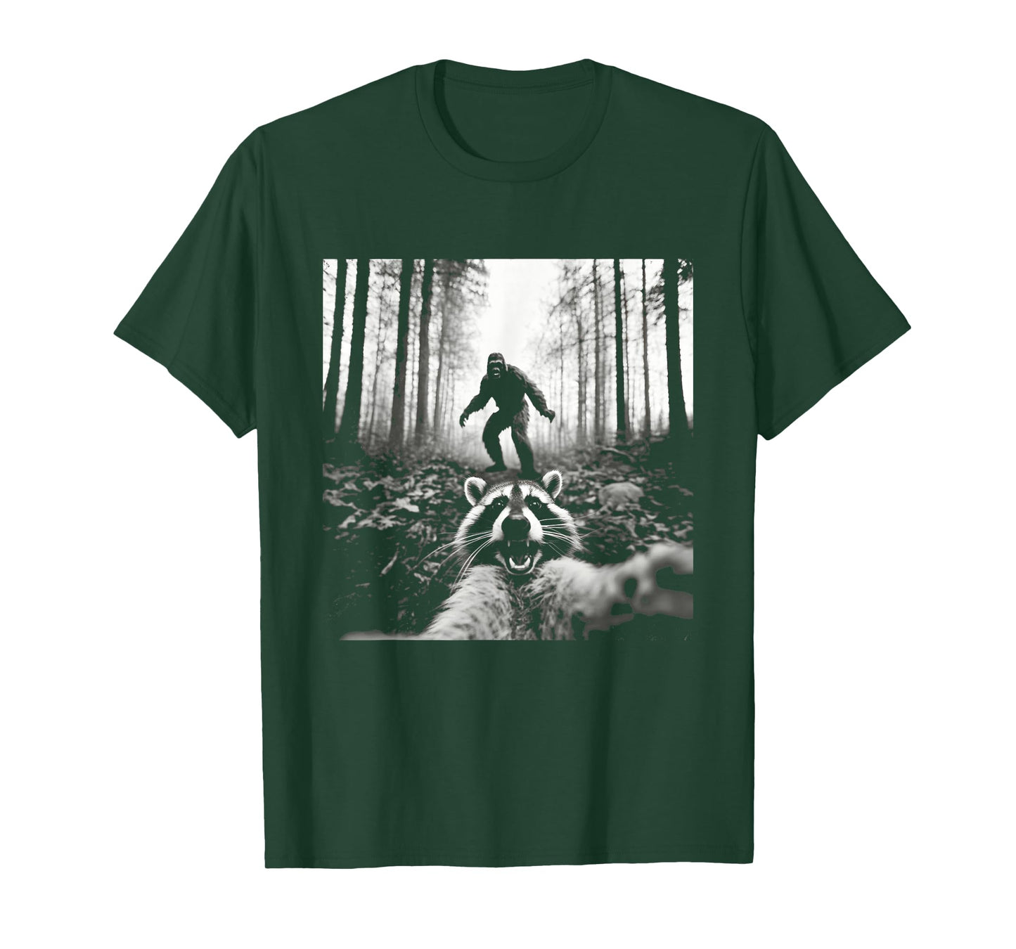 Funny Raccoon Selfie with Sasquatch Bigfoot T-Shirt