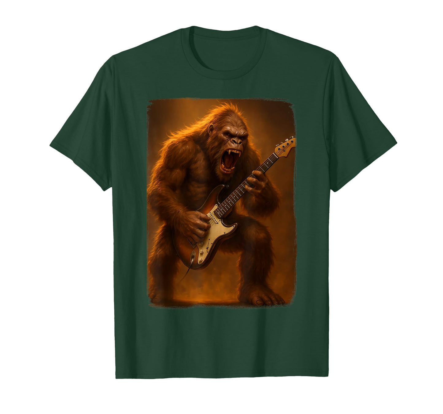 Bigfoot Playing Guitar Rock Music Band T-Shirt