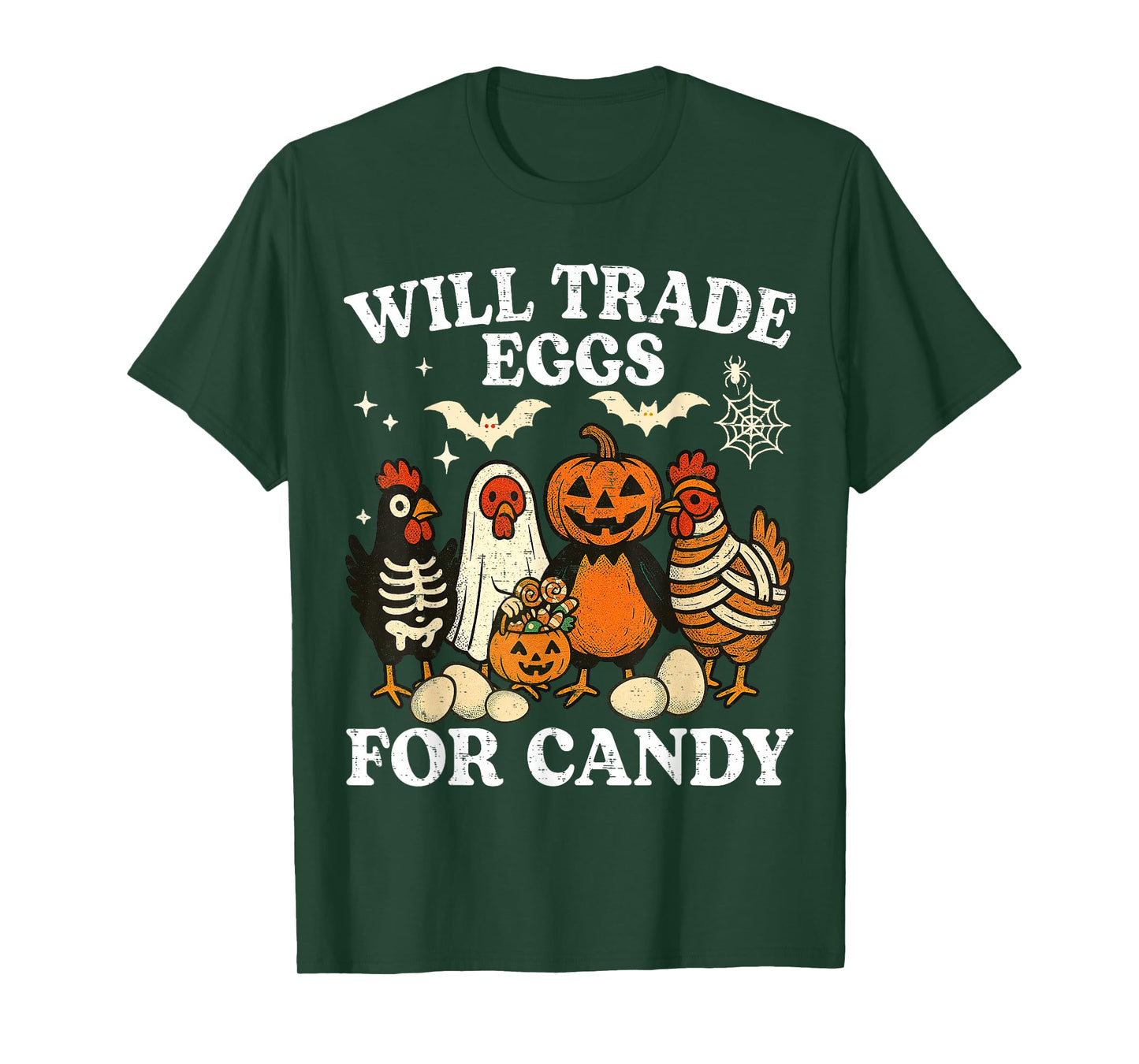 Funny Halloween Chicken Trade Eggs for Candy Trick or Treat T-Shirt