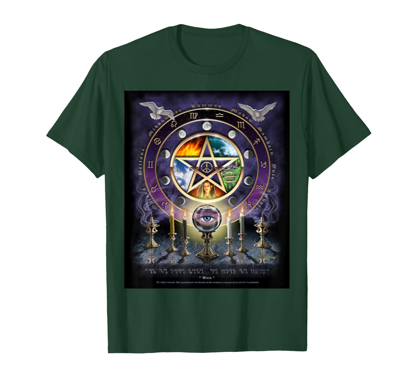 Witches Magical Altar Pentagram Witchcraft Pagan Wicca T-Shirt