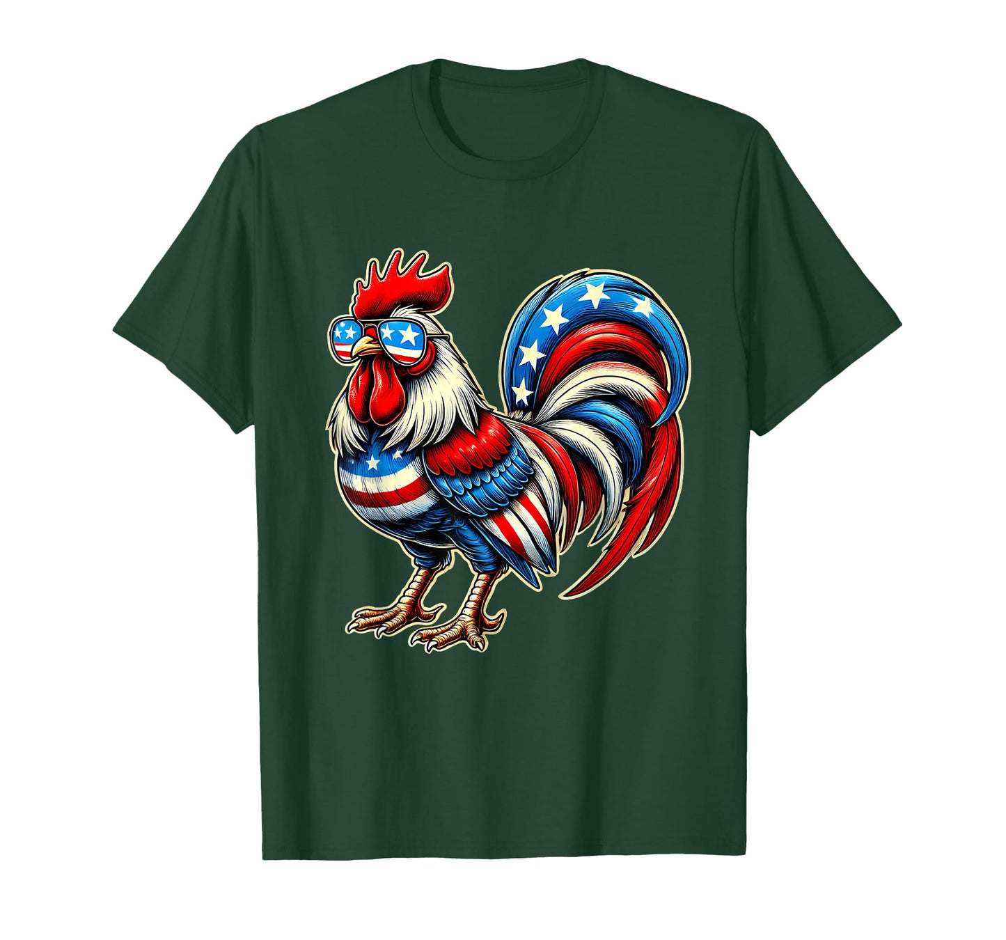 Chicken American Flag USA Farmer Funny 4th Of July Fourth T-Shirt