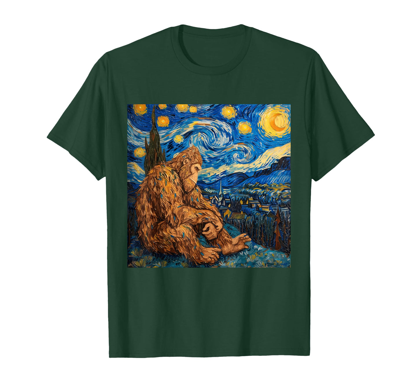 Sasquatch Starry Night Van Gogh T-Shirt