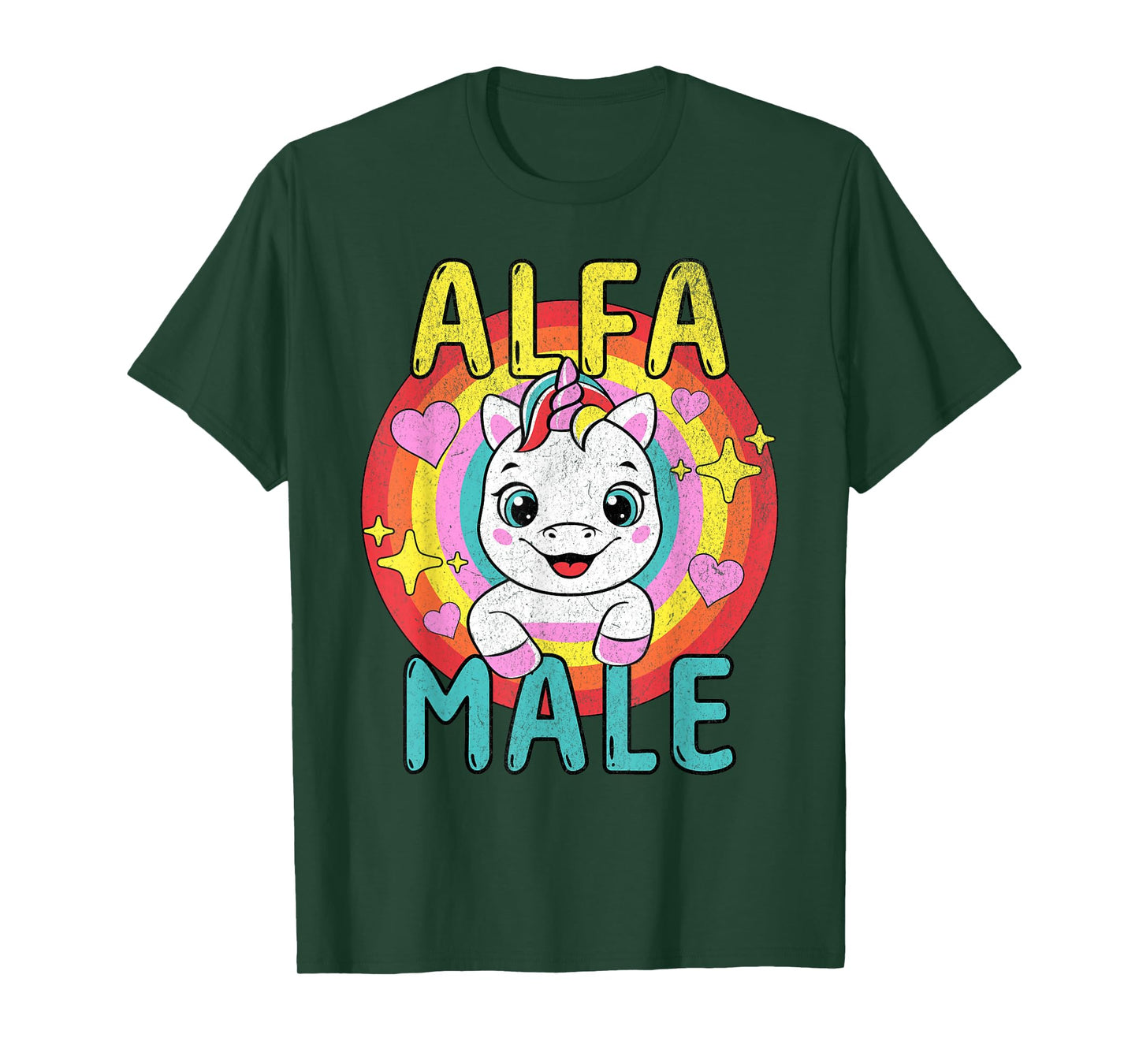 Mens Unicorn Alpha Male Sarcastic Humor Rainbow Embarrassing T-Shirt