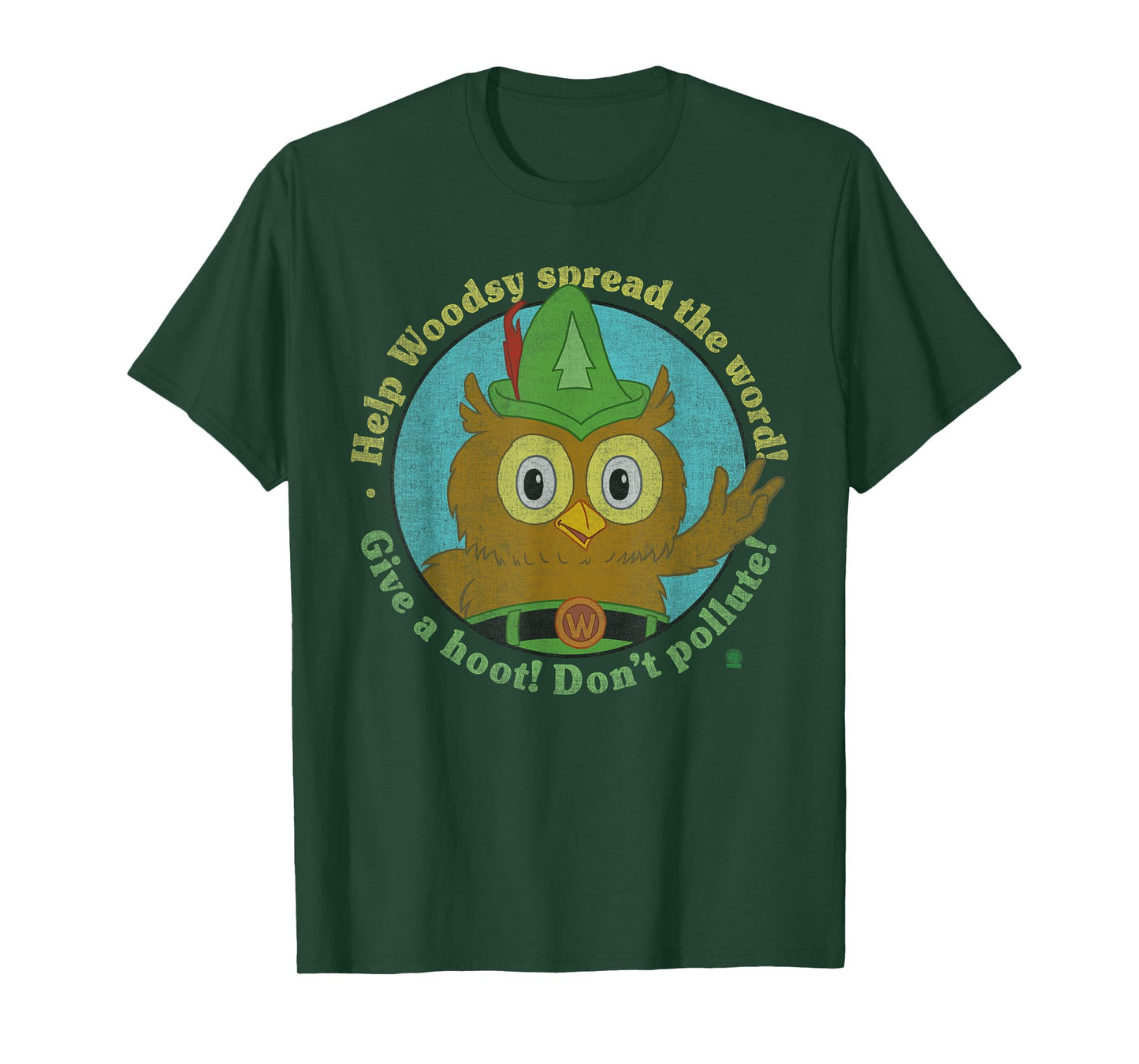 Woodsy Owl Give a Hoot Distressed and Faded T-Shirt