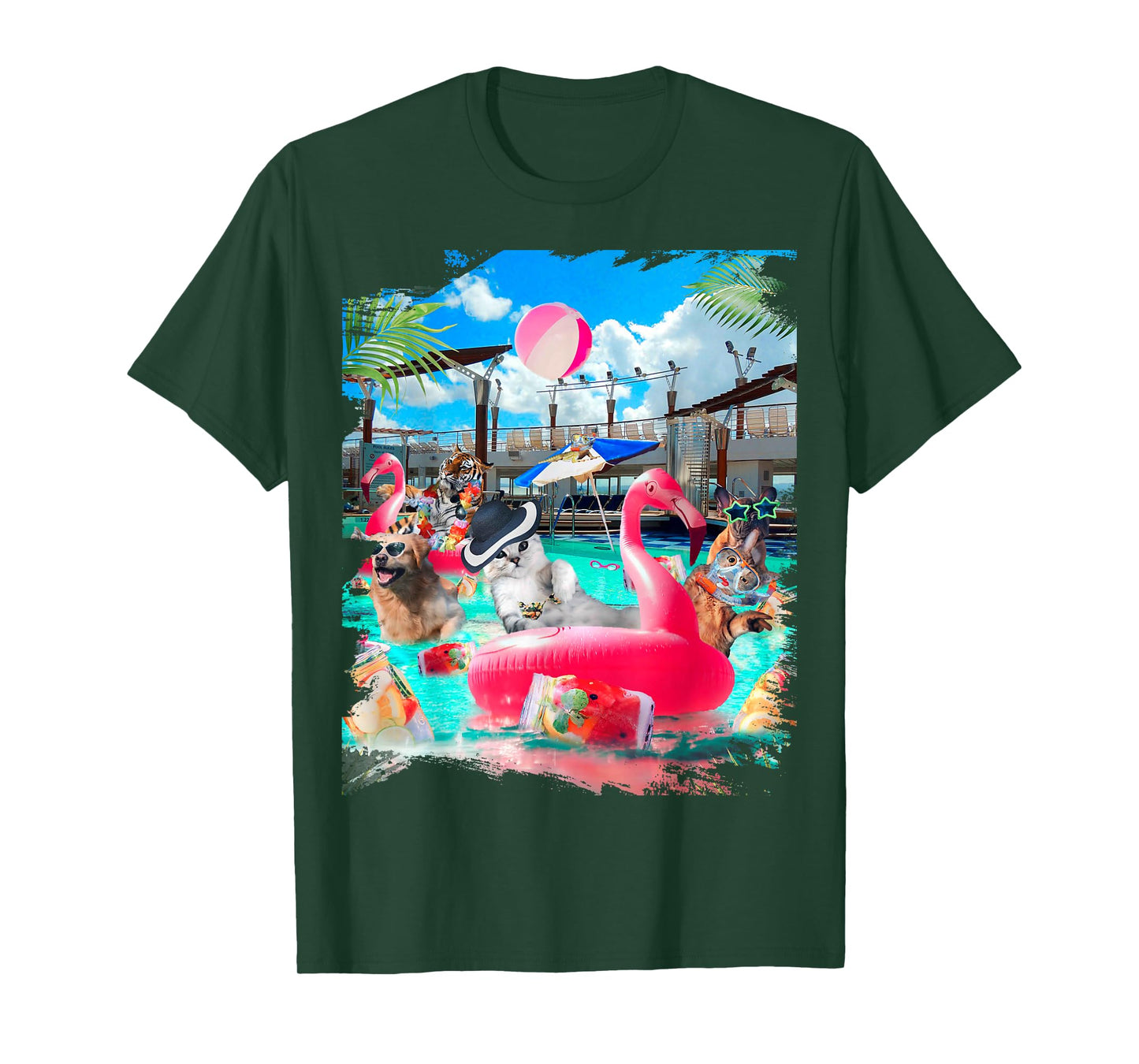 Cat Cats Tiger Dog Dogs Cruise Ship, Funny Cute Men Women Girls Kids T-Shirt