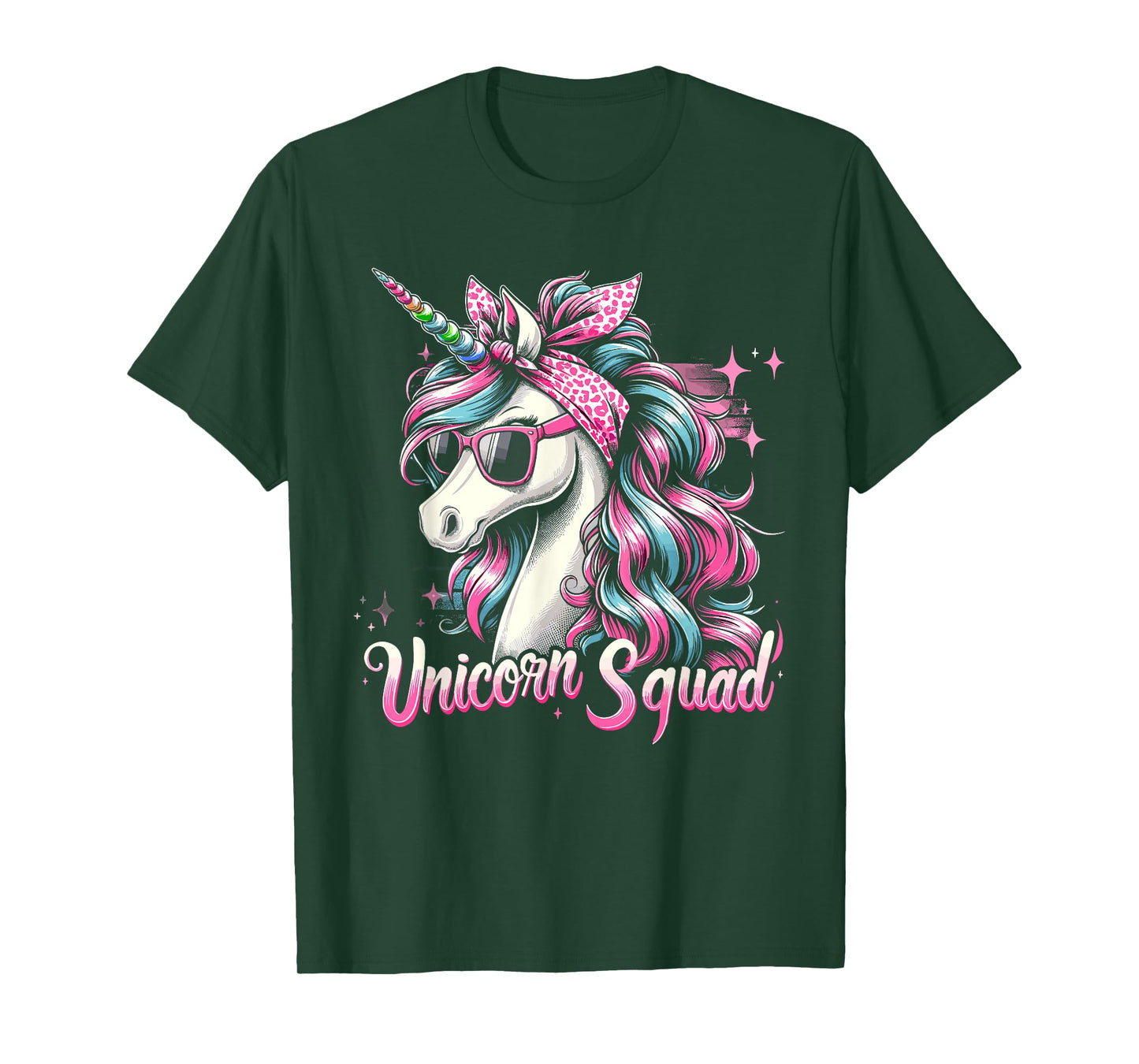 Unicorn Squad - Graceful Unicorn with leopard Bandana T-Shirt