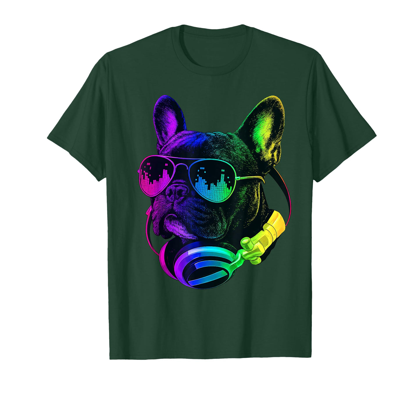 French Bulldog DJ Headphones Retro Music Dog Lover T-Shirt