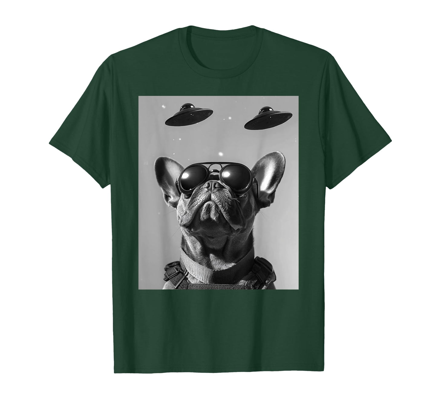 Funny graphic French Bulldog Frenchie UFO Alien Funny weird T-Shirt