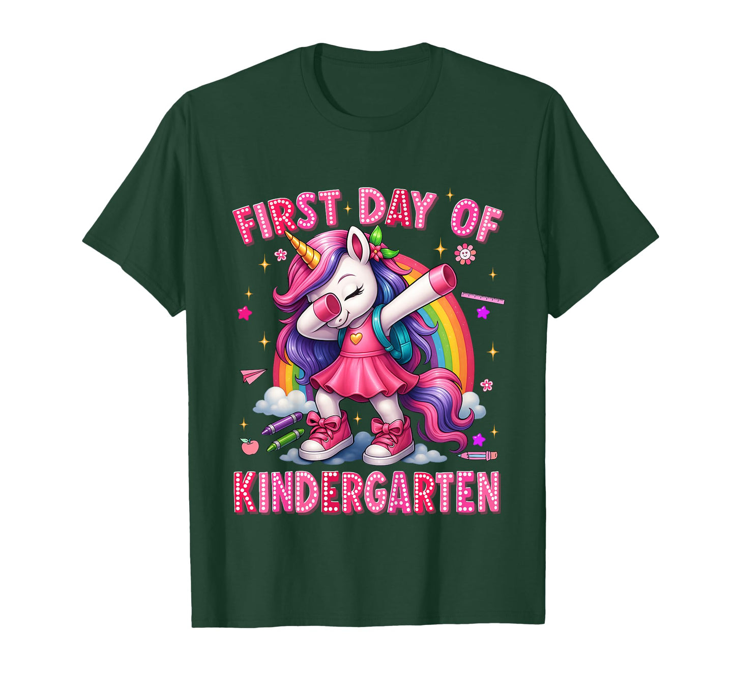 First Day Of Kindergarten Unicorn Back To School Girl Outfit T-Shirt
