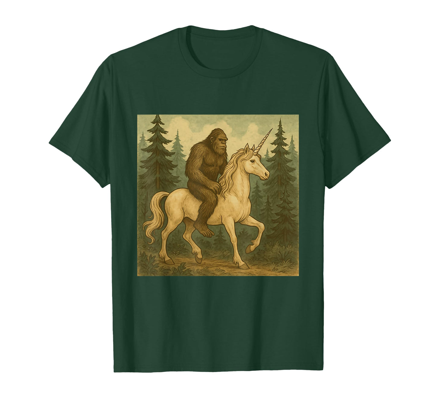 Bigfoot Riding Unicorn Men Women Kids Fun T-Shirt