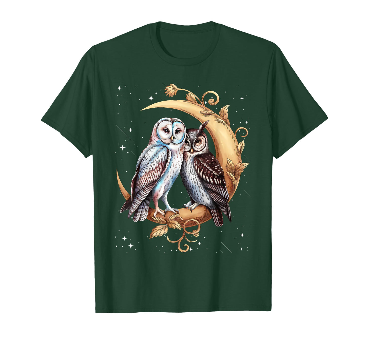 Moon Owl Birds Owl Graphic for Men Women Boys Girls T-Shirt