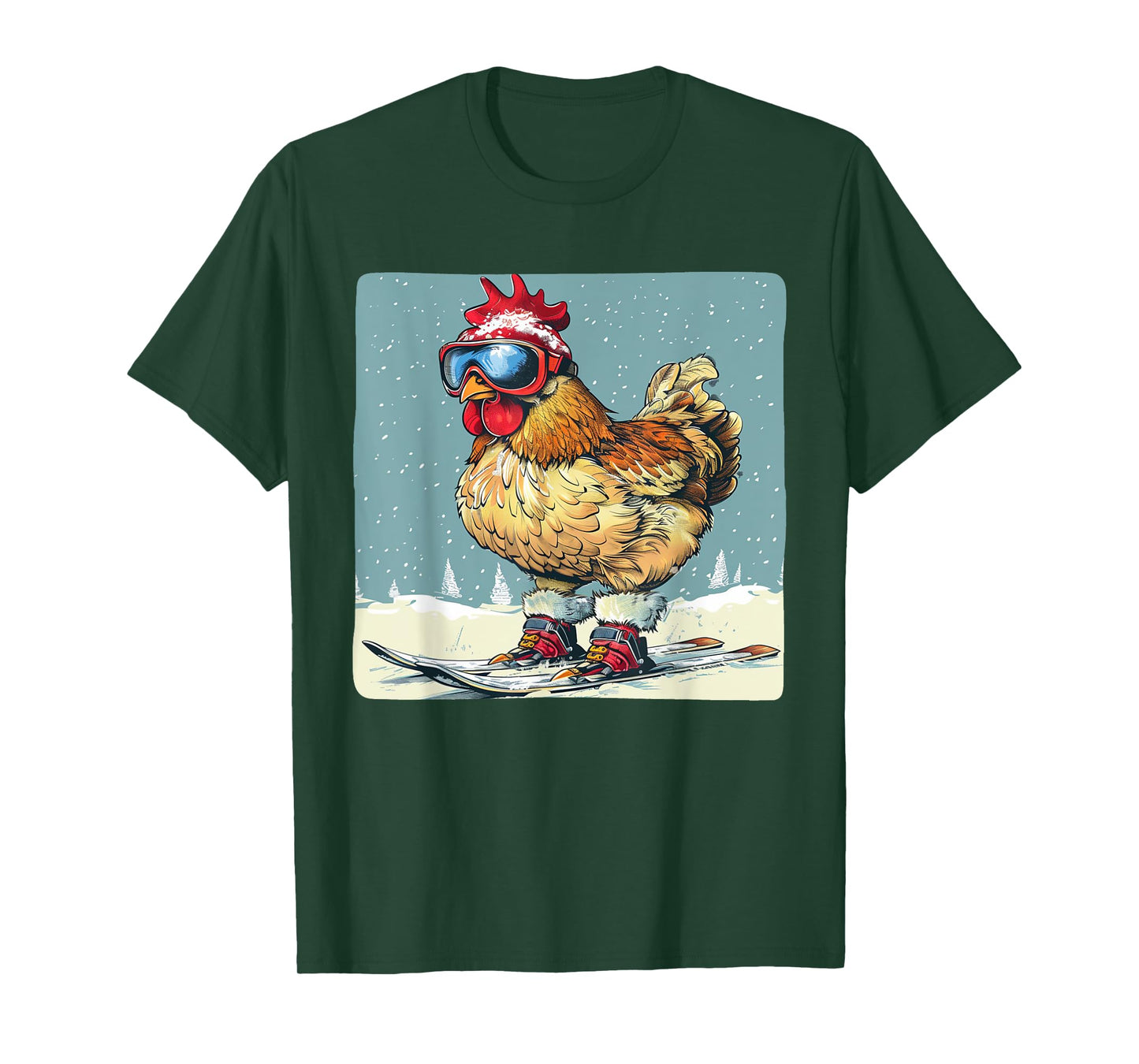 Funny Ski Chicken for Winter and Snow Holidays T-Shirt
