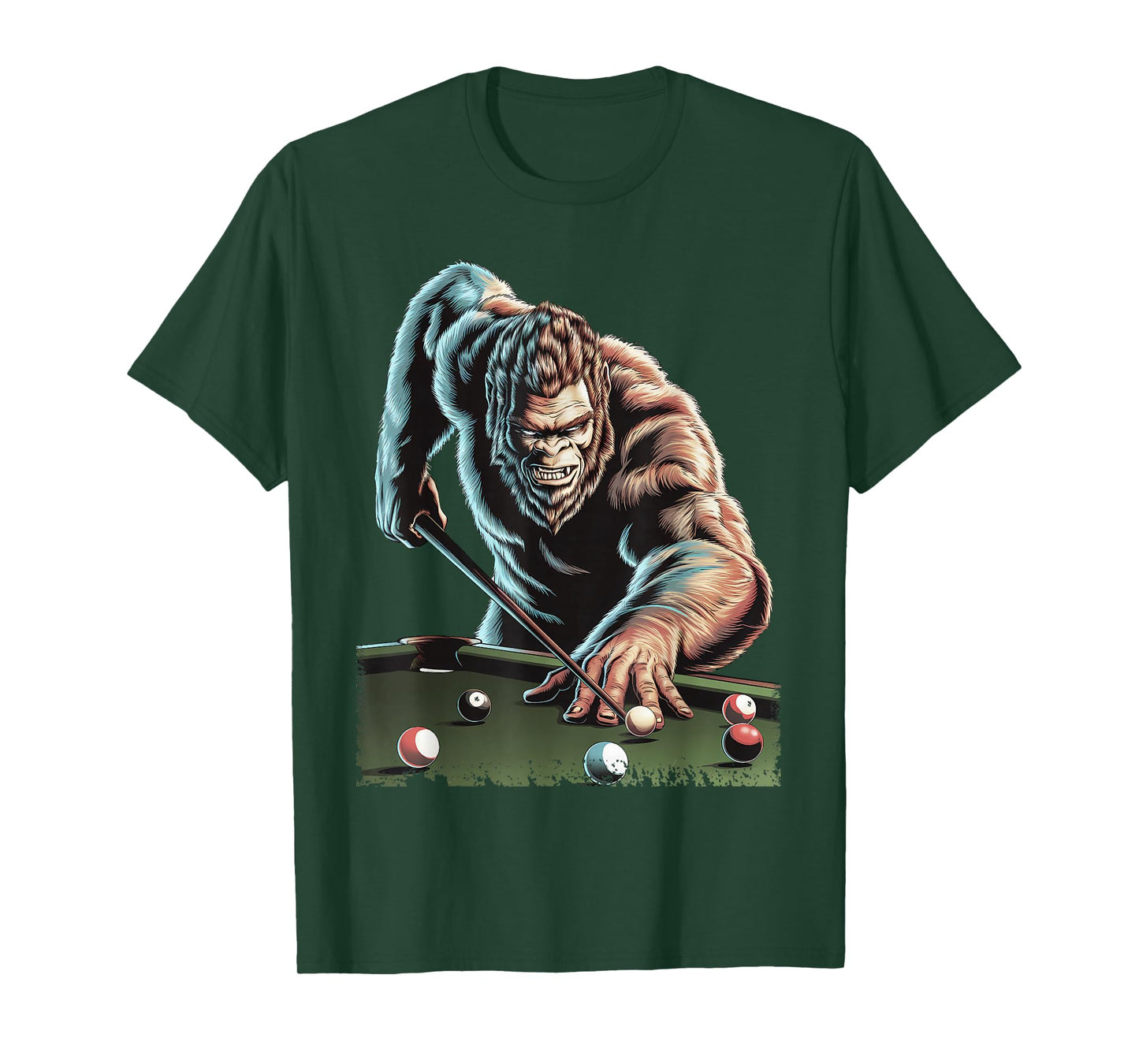 Funny Bigfoot Sasquatch Billiards Pool Player Men Boys T-Shirt