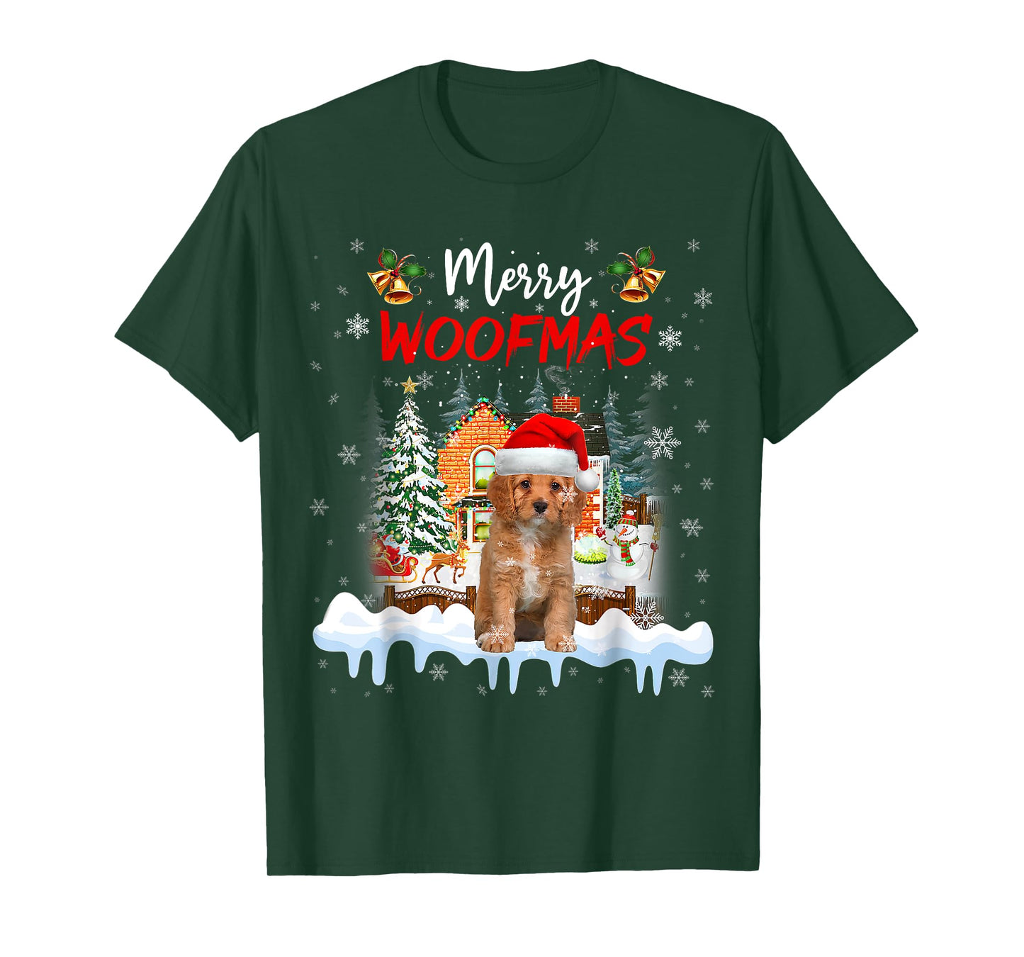 Merry Woofmas Cavapoo Christmas Tree Dog Lover Xmas T-Shirt
