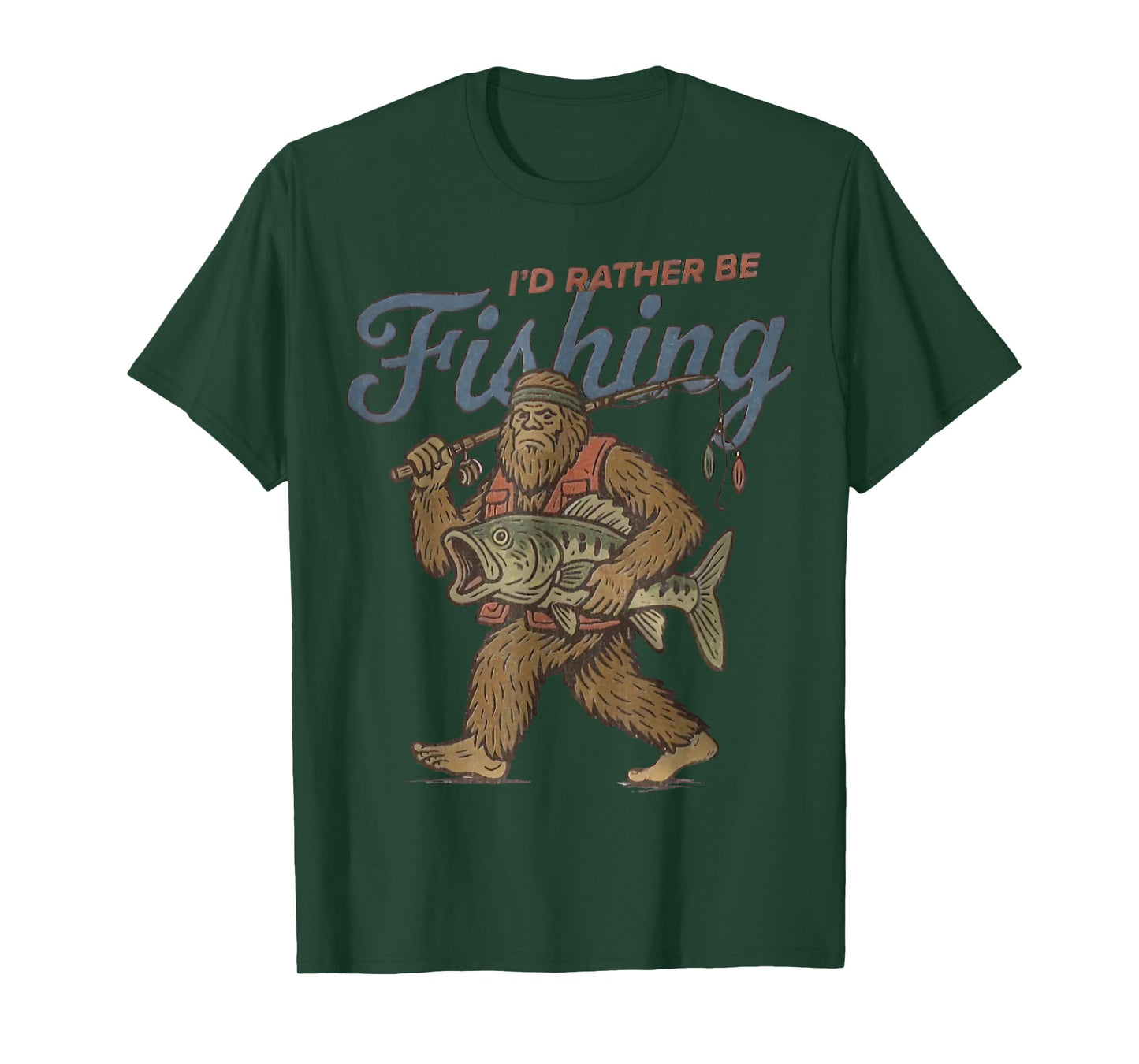 I'd Rather Be Fishing Bigfoot Sasquatch Fishing Men Boys T-Shirt