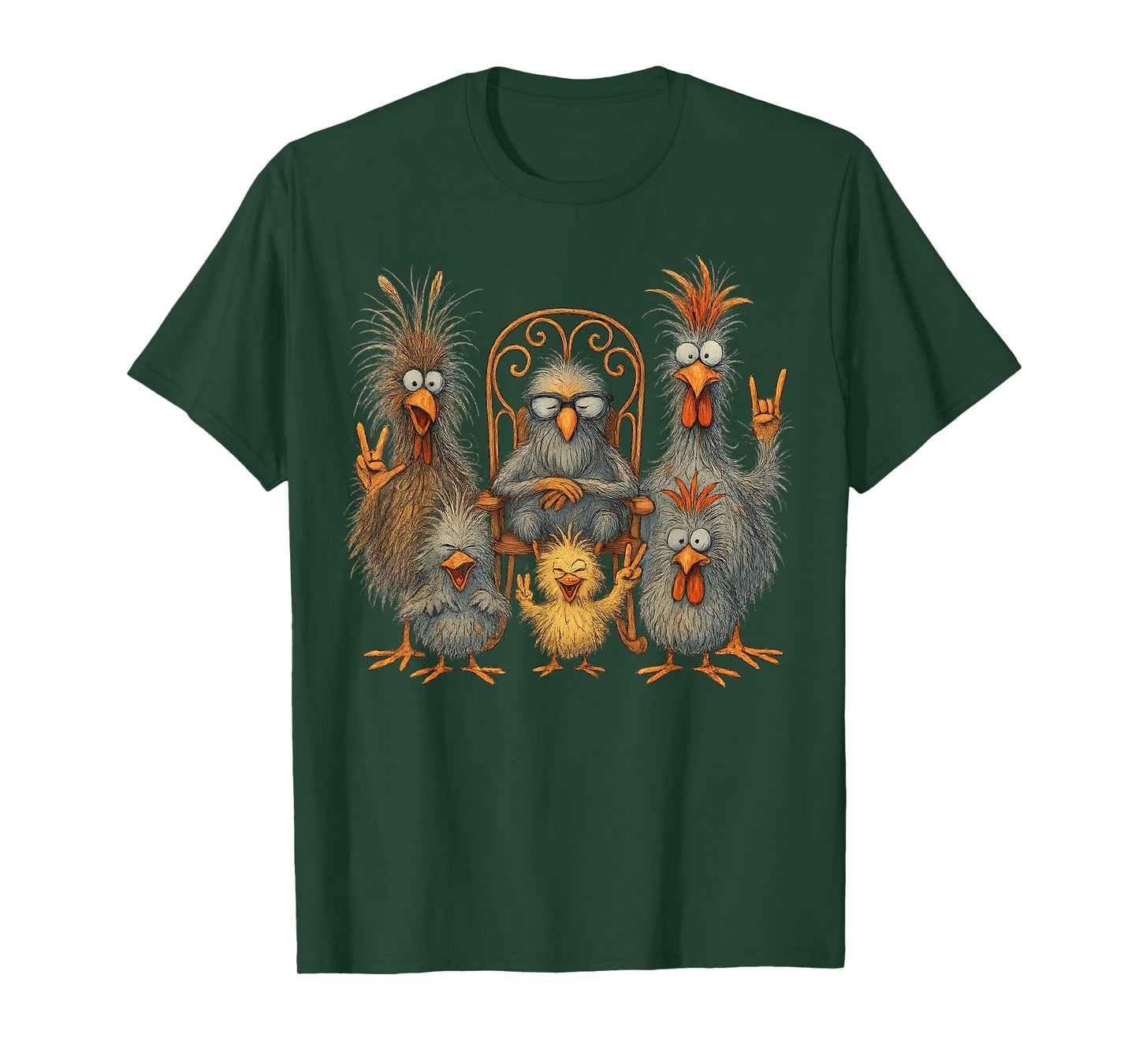 Funny Chicken Art Colorful Eagerlys Crazy Chicken Family T-Shirt