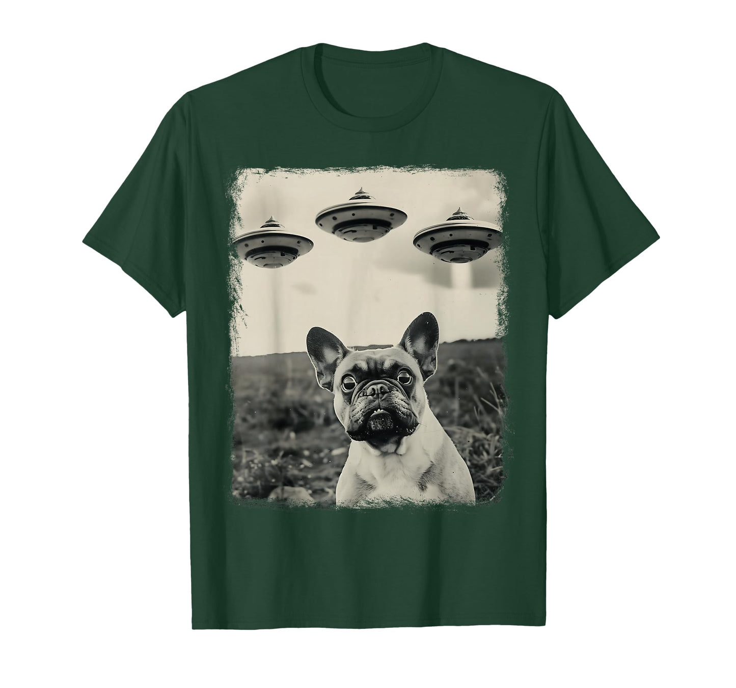French Bulldog Dog UFO Alien Extraterrestrial Selfie T-Shirt
