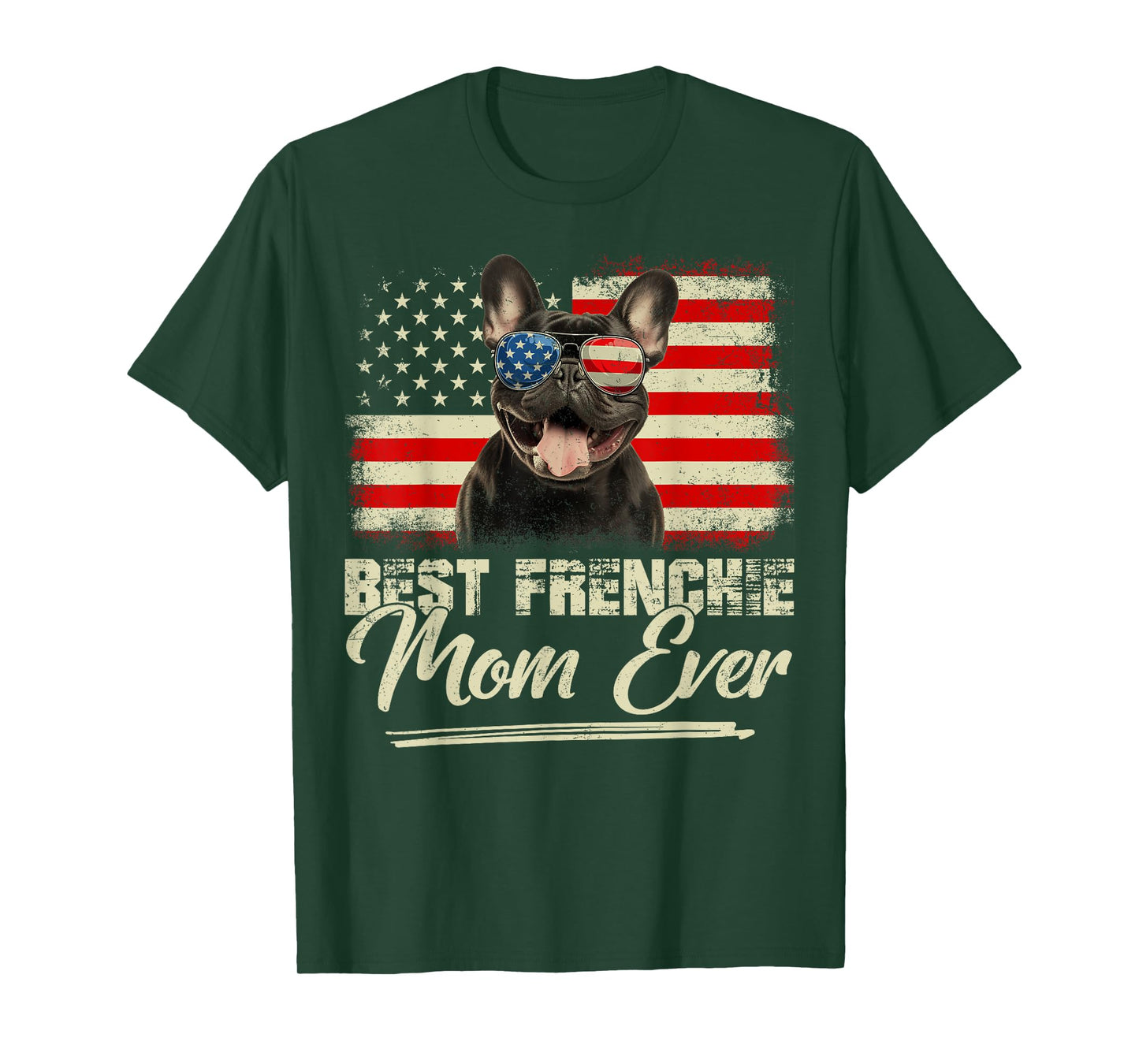 Retro Best Frenchie Mom Ever Mommy USA Flag Mothers Day T-Shirt
