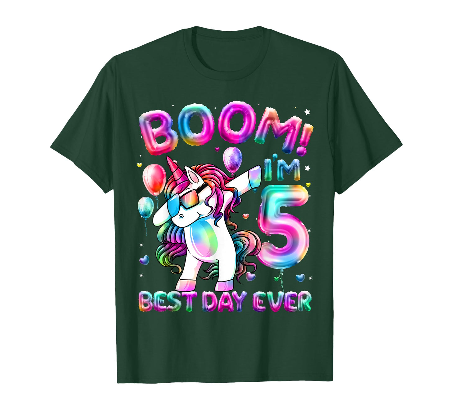 5 Years Old Dabbing Unicorn Gifts 5th Birthday Girl Party T-Shirt