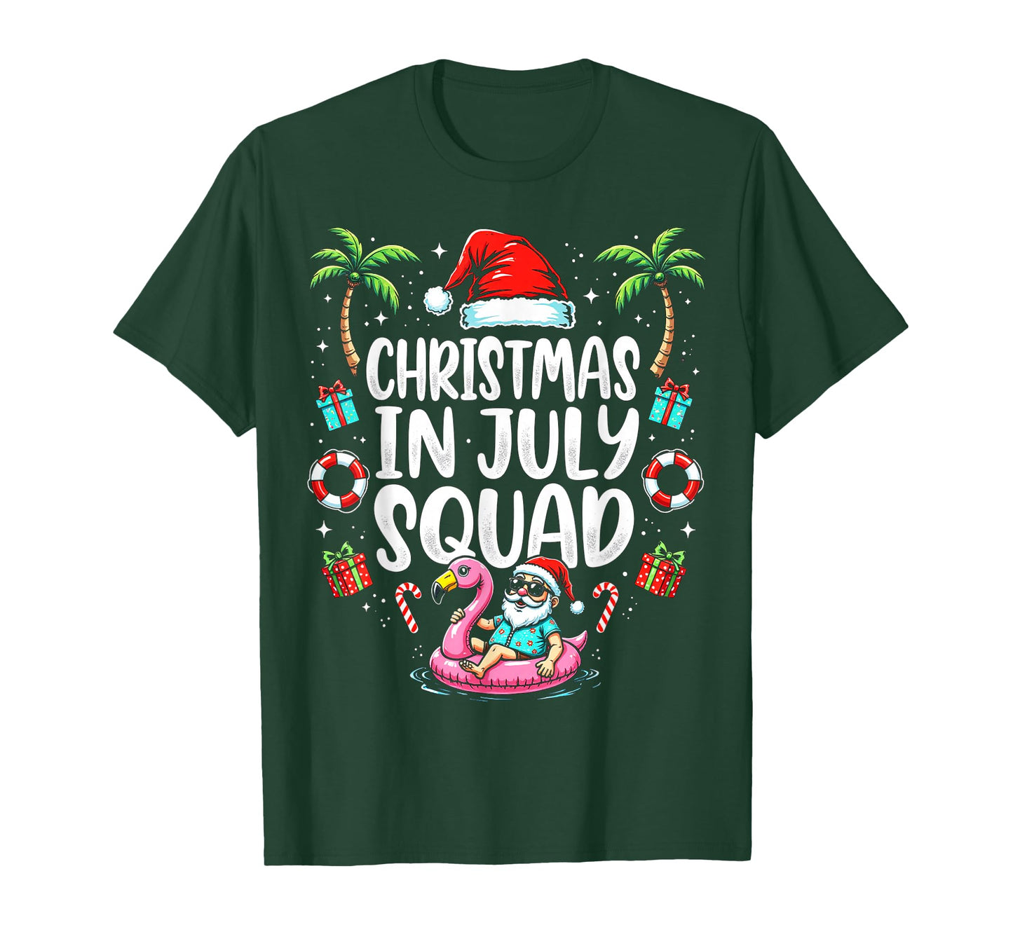 Christmas In July 2025 Squad Summer Beach Vacation Xmas Cool T-Shirt