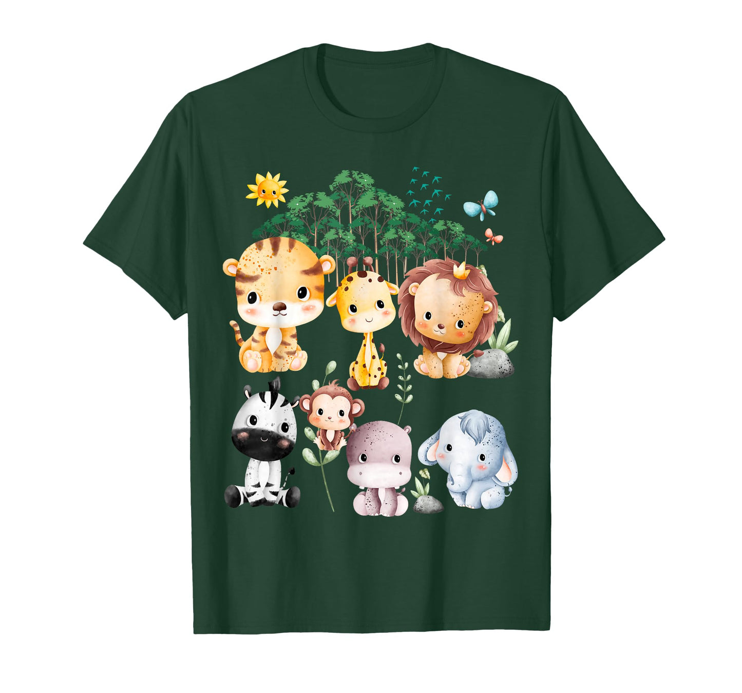 Jungle Animal Wildlife Safari Theme Forest Cute Baby Animals T-Shirt
