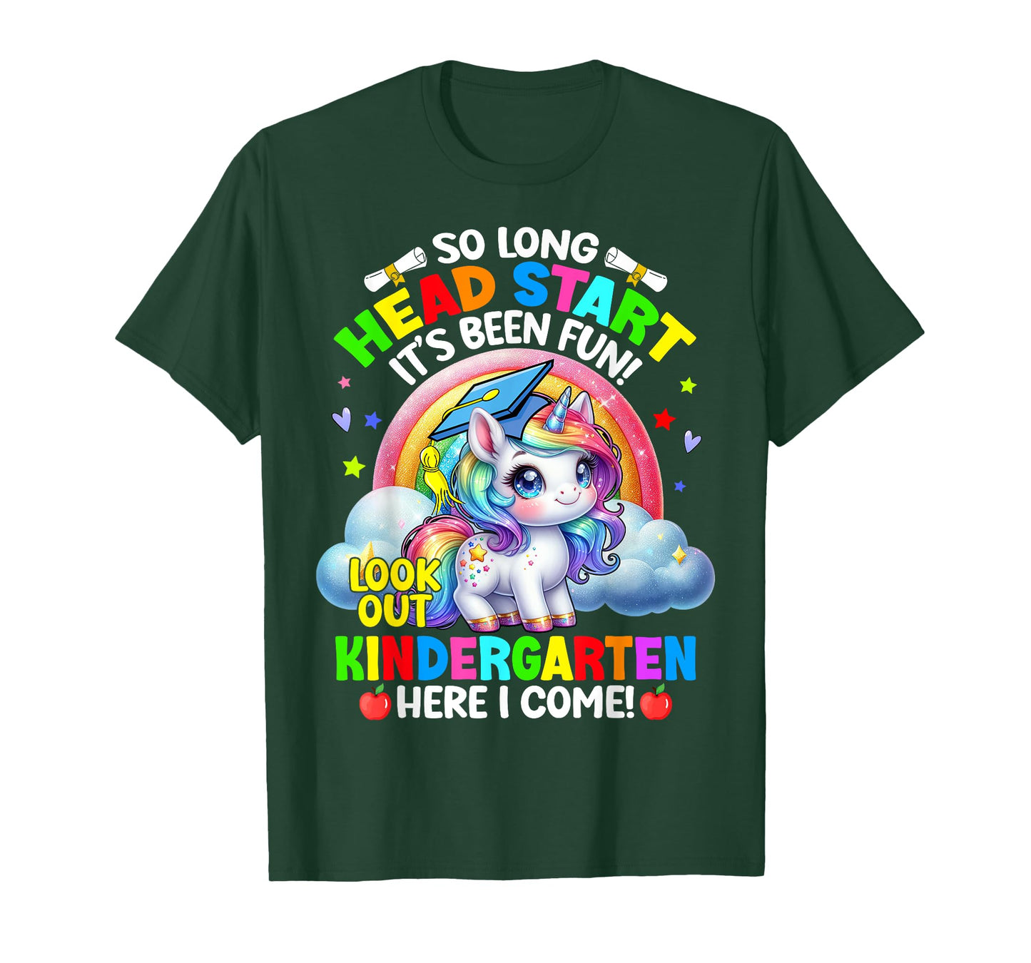 Head Start Graduation 2025 Unicorn Girl Hello Kindergarten T-Shirt