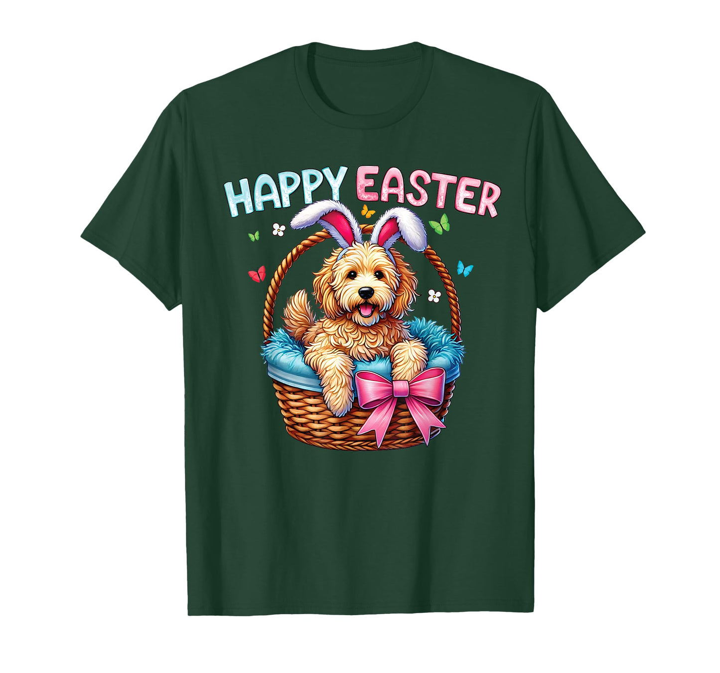 Happy Easter Day Golden Doodle Dog Lovers Easter Bunny Women T-Shirt