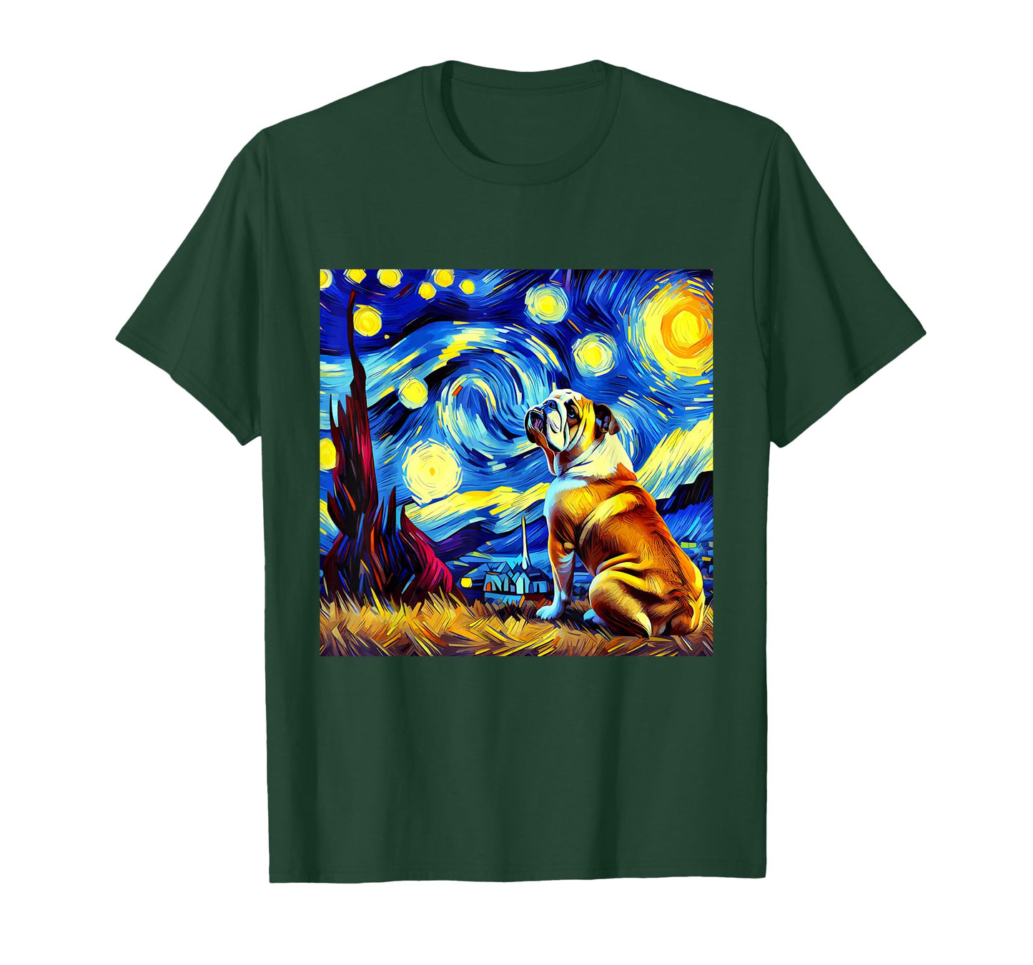 French Bulldog Van Gogh Starry Night Animal Frenchie Dog T-Shirt