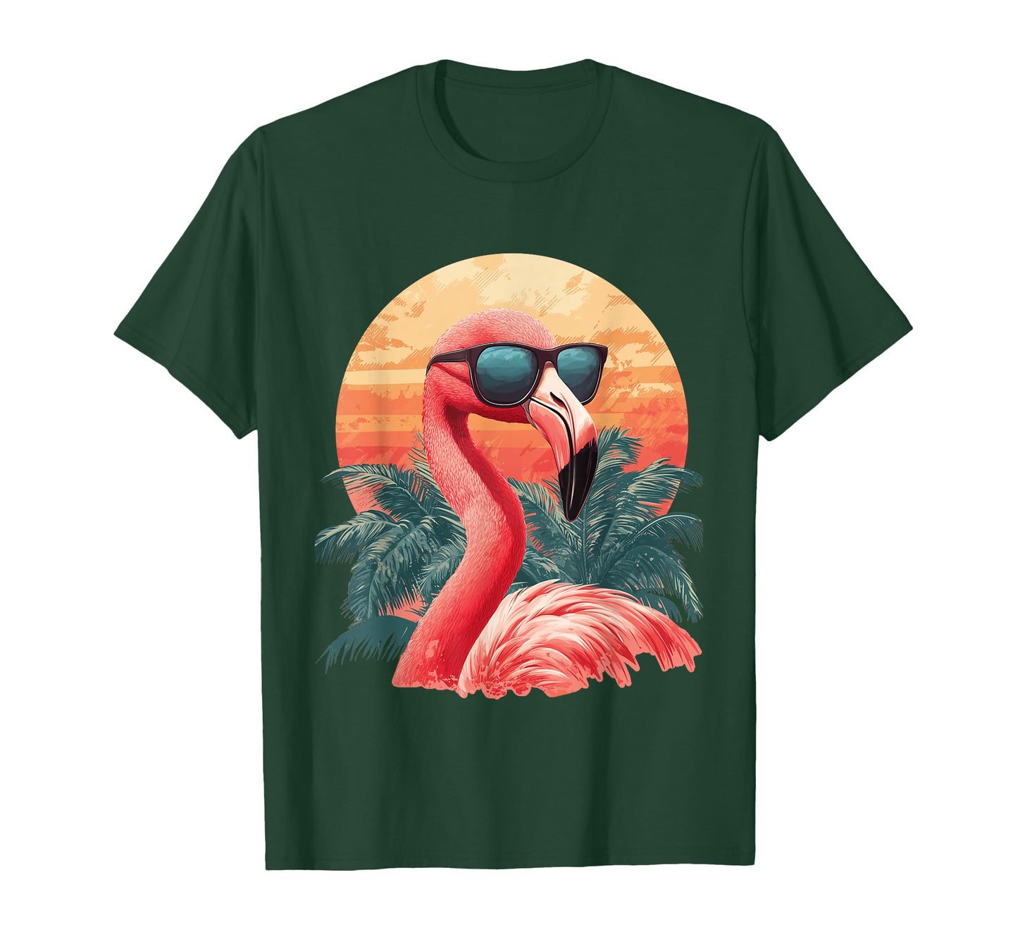 Flamingo Sunglasses Sun Palm Tree Beach Summer Graphic T-Shirt