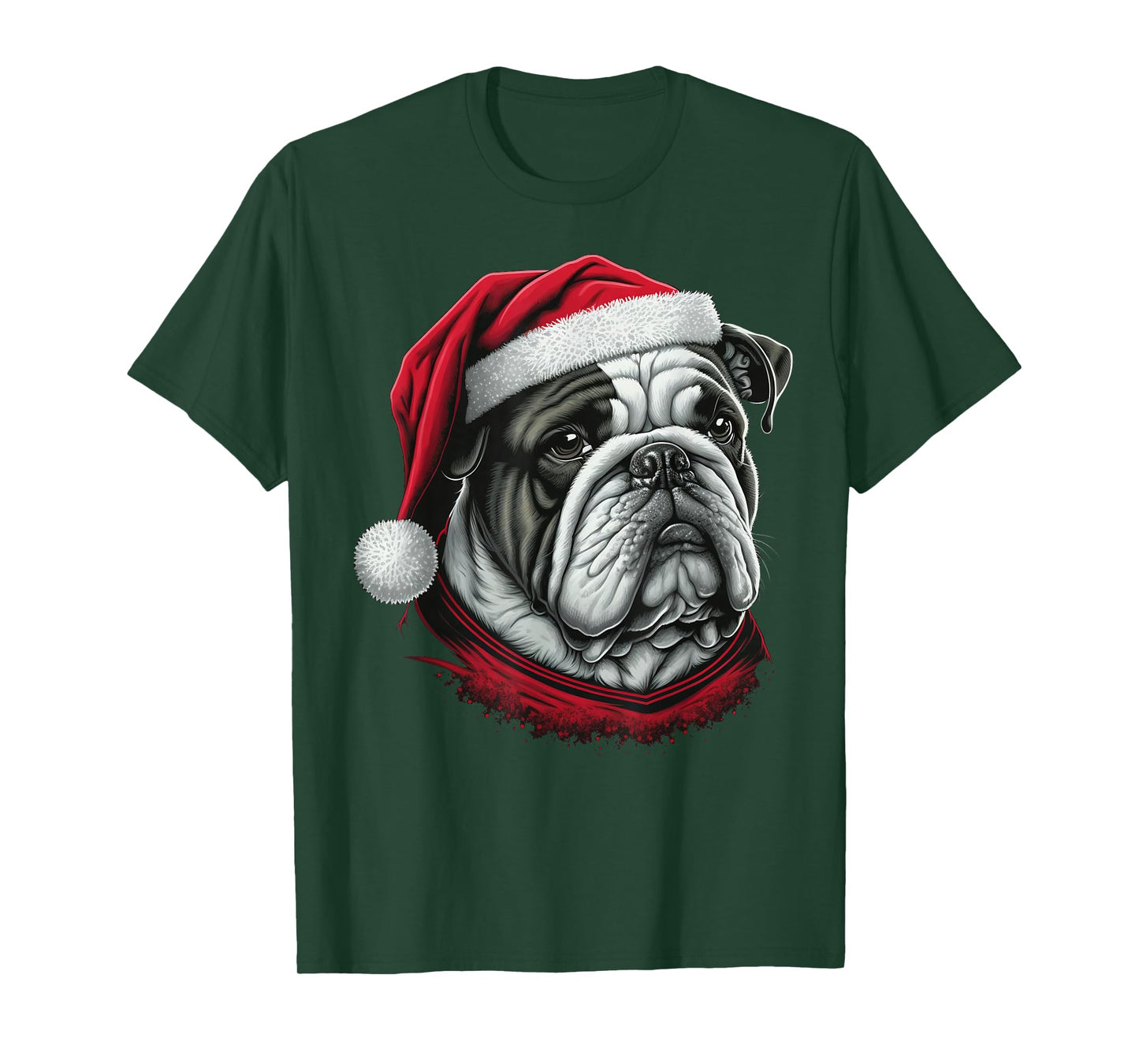 Xmas Bulldog Santa on Christmas Bulldog Men Women Kids T-Shirt