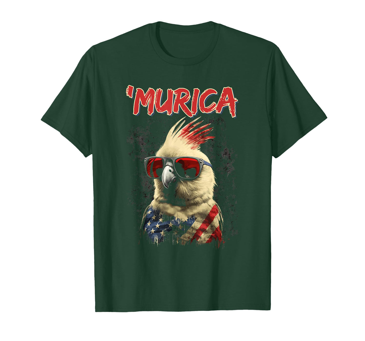 Cool Patriotic Cockatiel Bird, Murica 4th of July Cockatiel T-Shirt