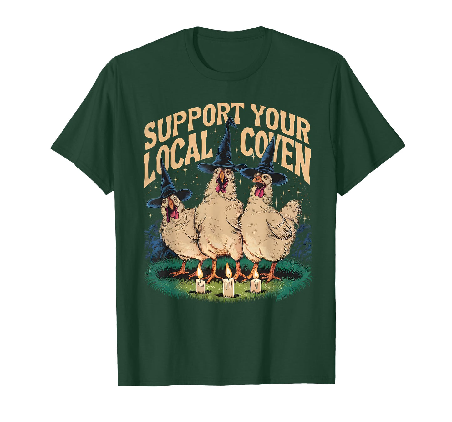 Support Your Local Coven Funny Farm Witch Chicken Halloween T-Shirt