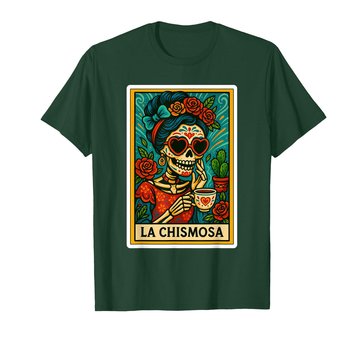La Chismosa Spanish-Mexican Bingo Card Latinos Skeleton T-Shirt