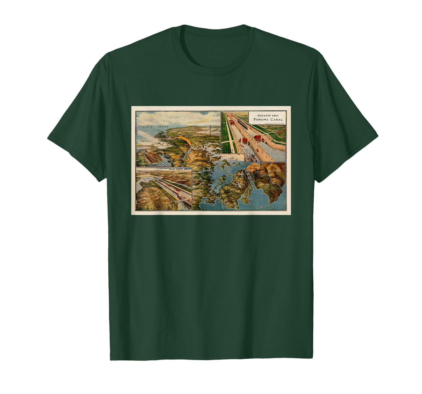 Panama Canal Birds Eye Map (1914) T-Shirt