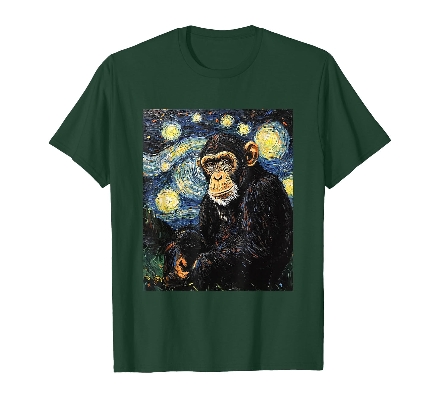Chimpanzee Monkey - Van Gogh Style - Starry Night T-Shirt