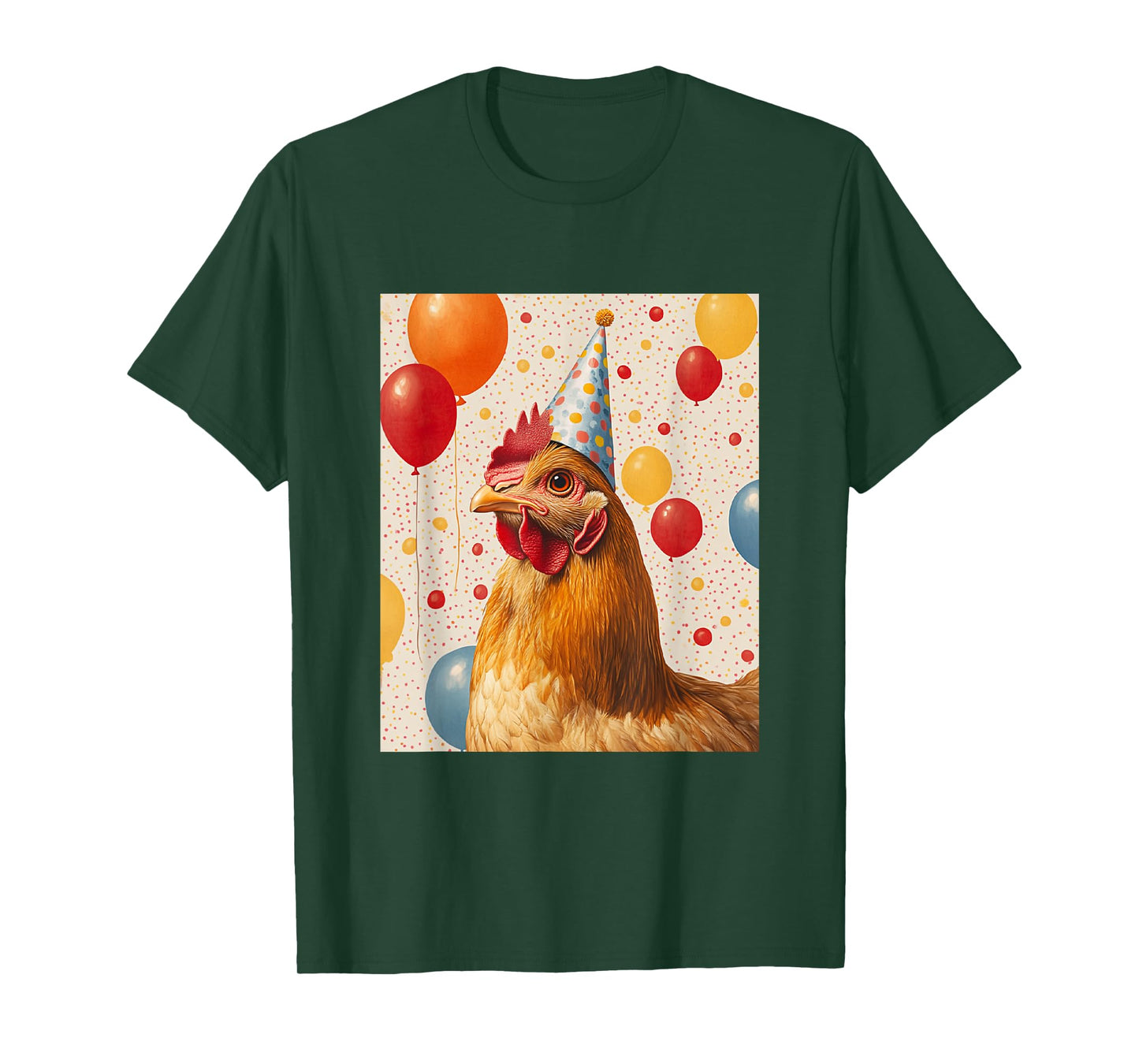 Chicken Retro Art Print Birthday Party Balloons & Party Hat T-Shirt