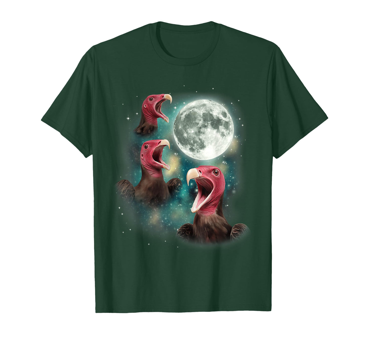 Three Vulture Moon | 3 Buzzard Howling Cursed Meme Bird T-Shirt