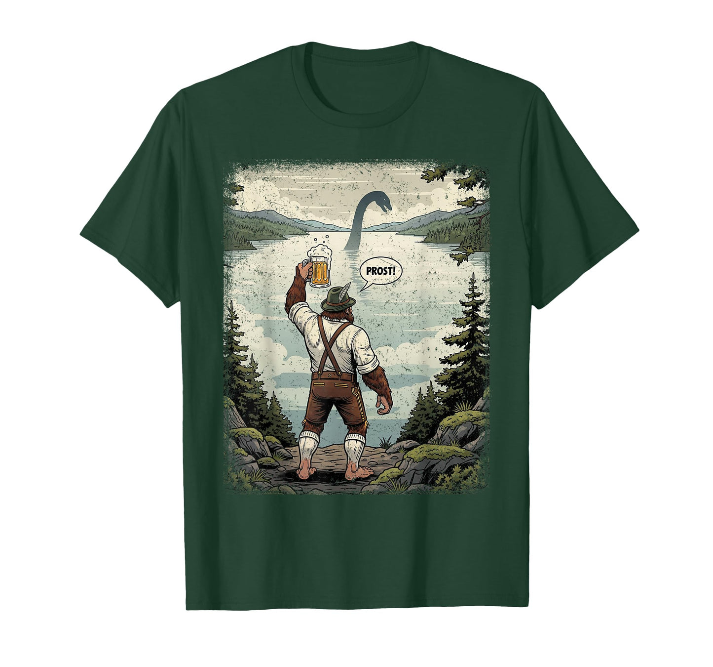 Funny German Bigfoot Loch Ness Monster Beer Cheers Man T-Shirt