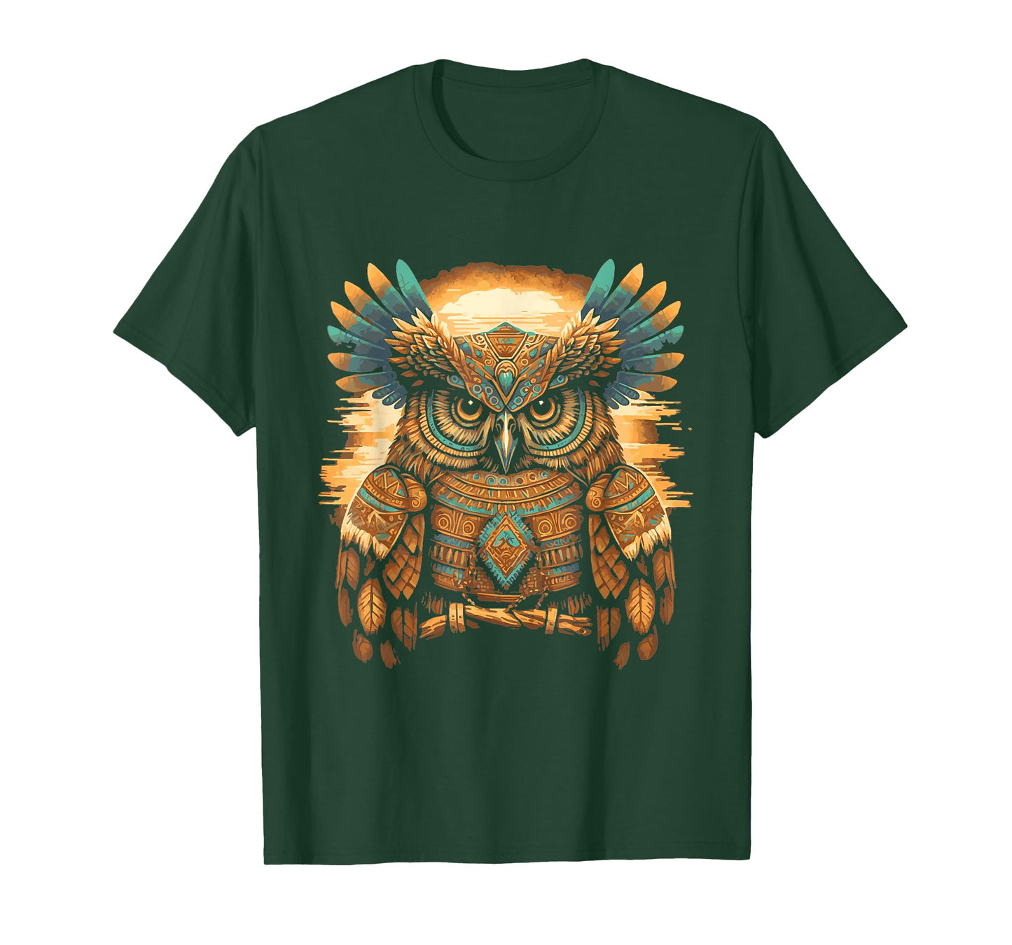 Western Art Owl Aztec Native American Bird Art Design T-Shirt