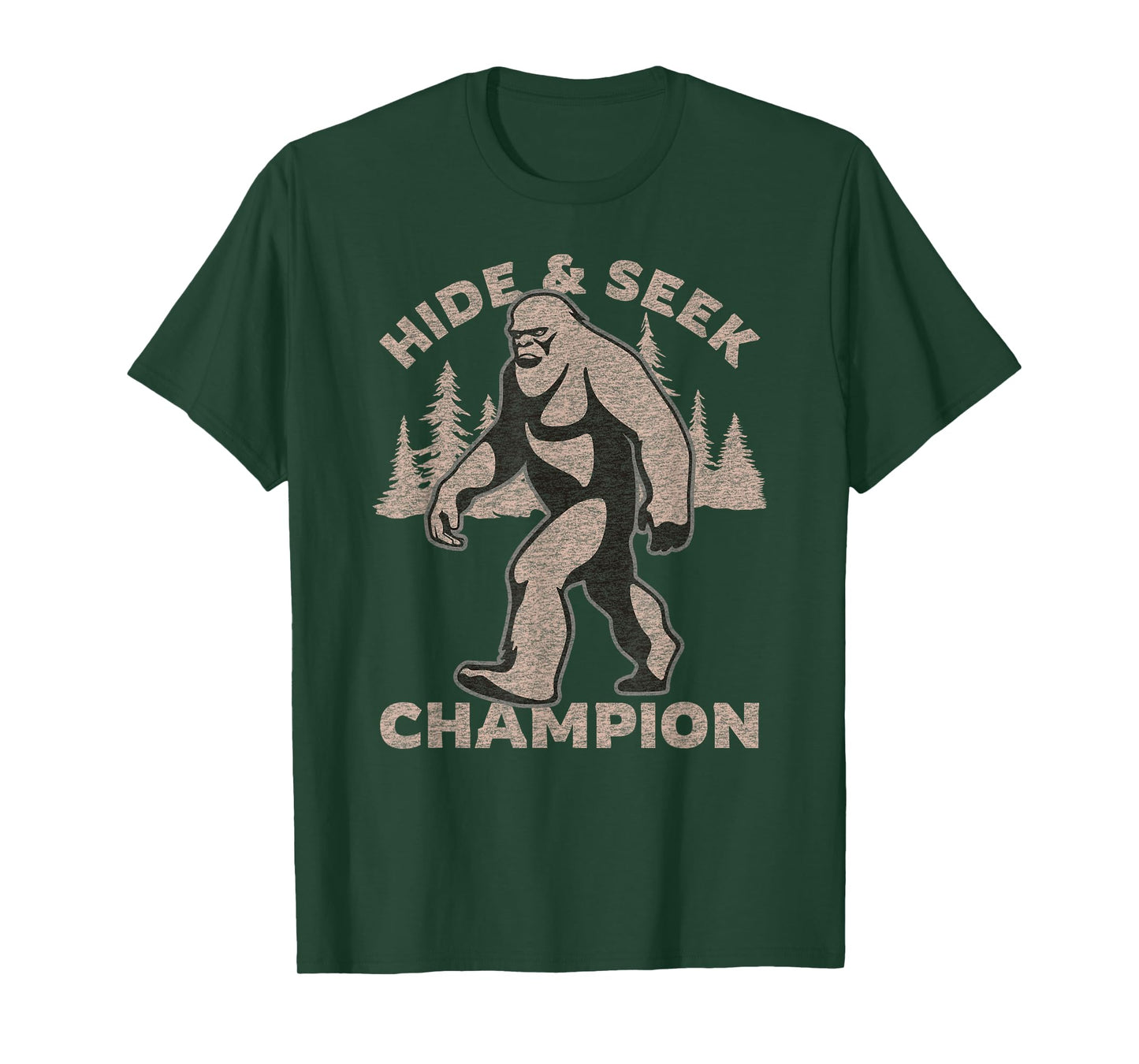 Funny Bigfoot Graphic Print Hide and Seek Champion T-Shirt