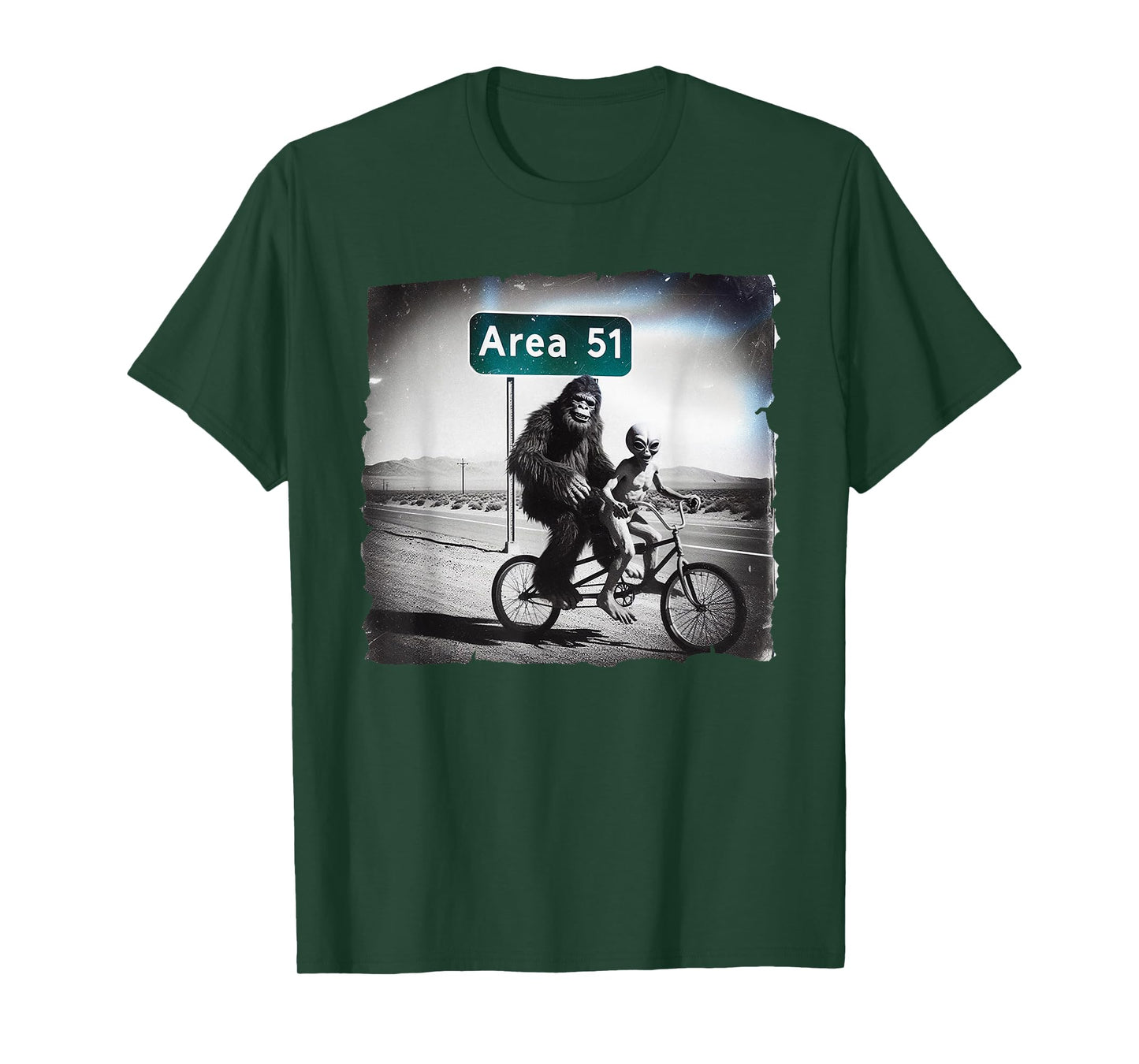 Area 51 Bike Funny Bigfoot Alien Sasquatch Roswell Nevada T-Shirt