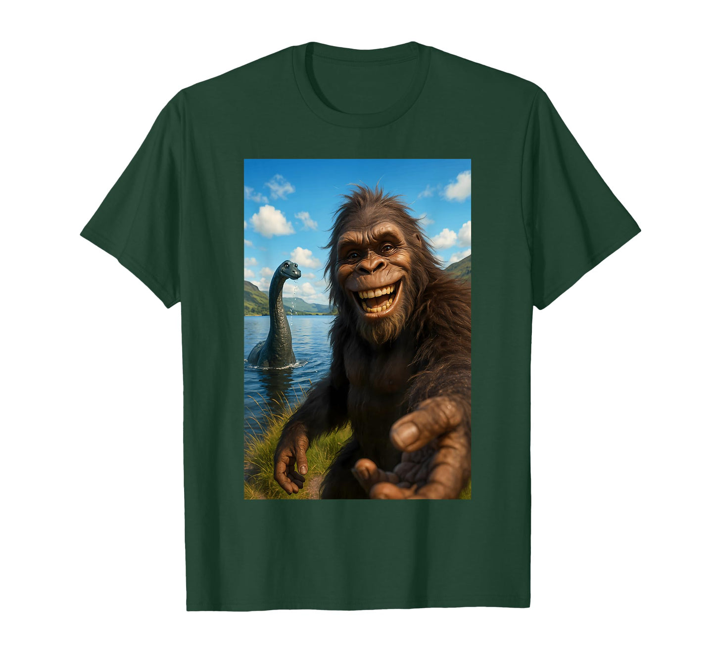 Funny Bigfoot Loch Ness Monster T-Shirt