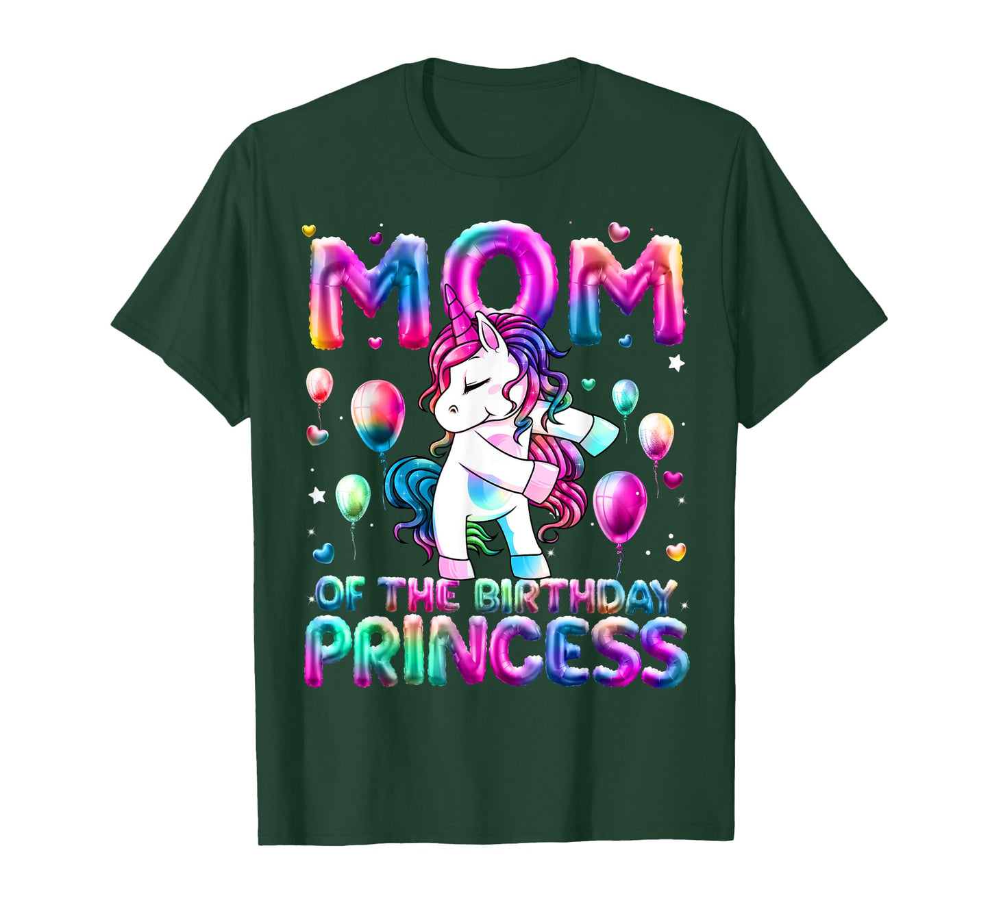 Mom of the Birthday Princess Girl Flossing Unicorn Mommy T-Shirt