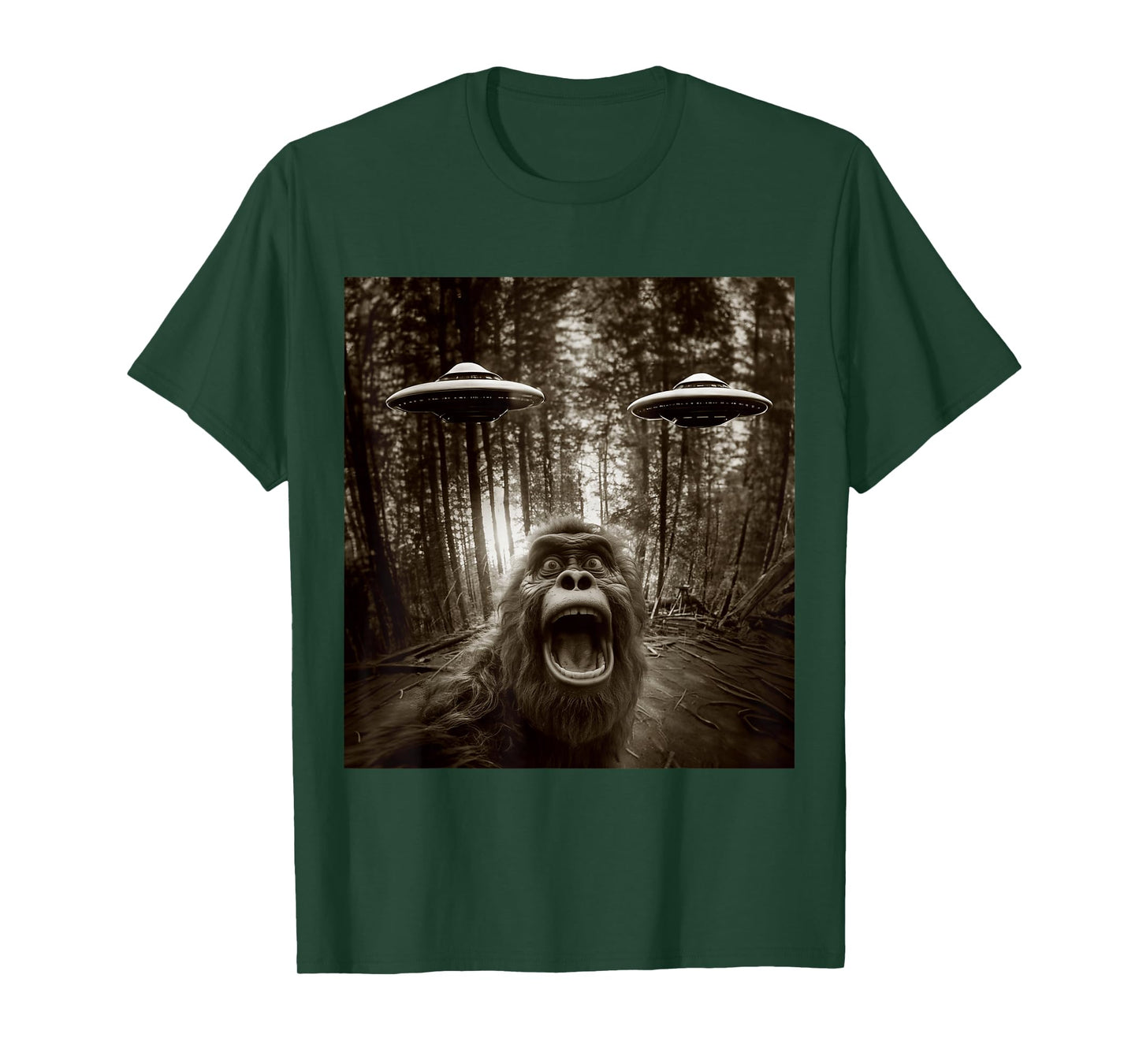 Bigfoot Sasquatch Alien UFO Tee For men women kids Graphic T-Shirt